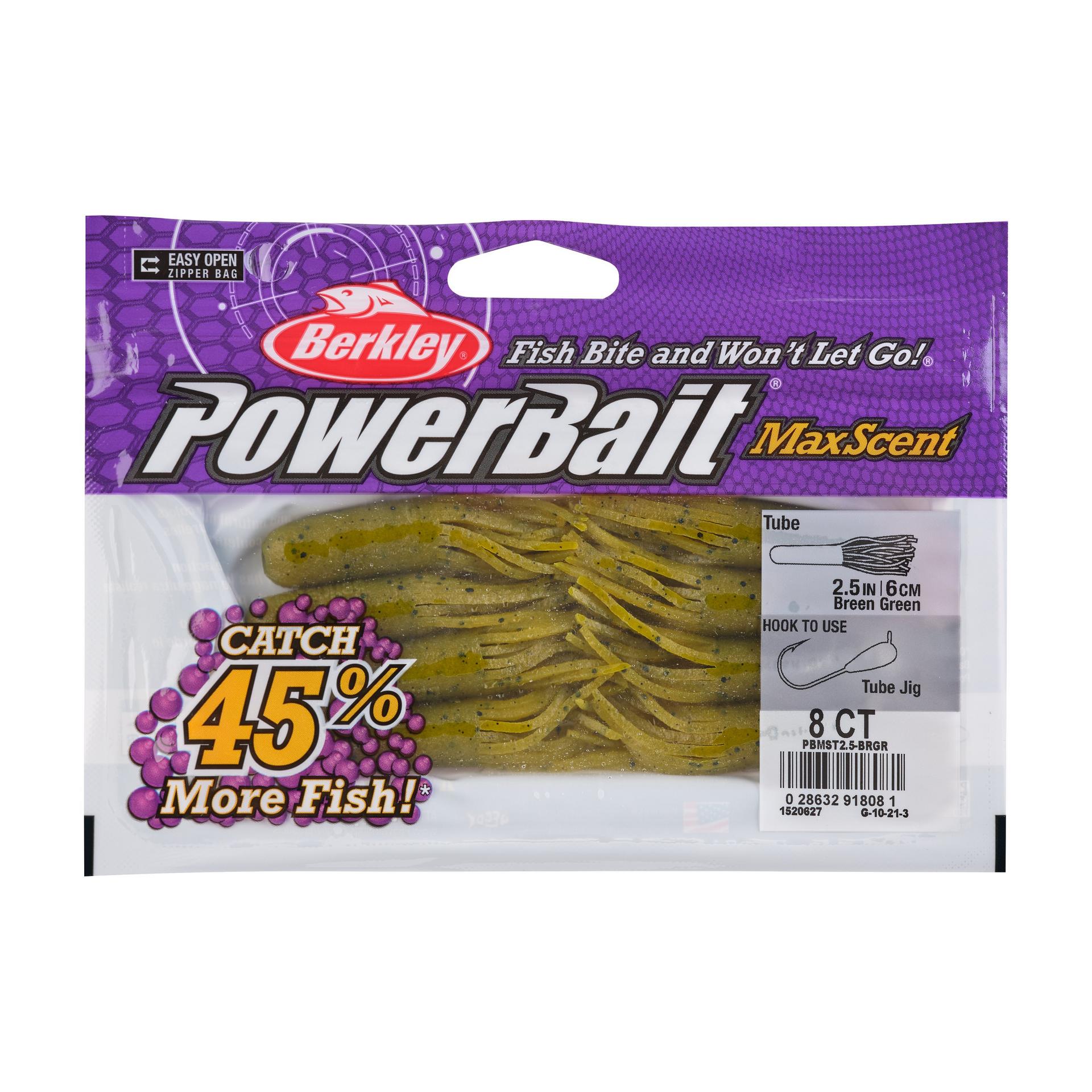 PowerBaitMaxScentTube BreenGreen 2.5in PKG | Berkley Fishing