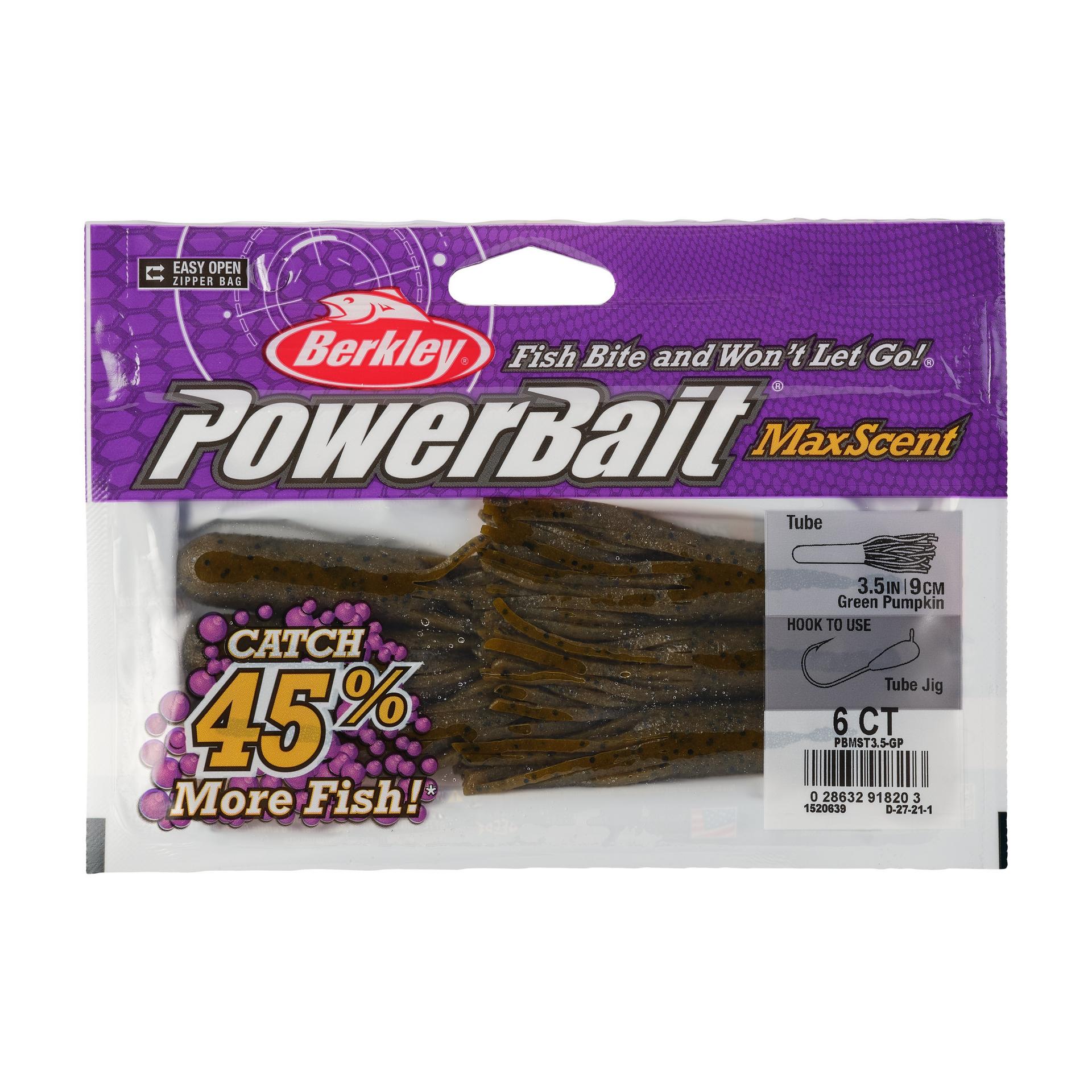 PowerBaitMaxScentTube GreenPumpkin 3.5in PKG | Berkley Fishing