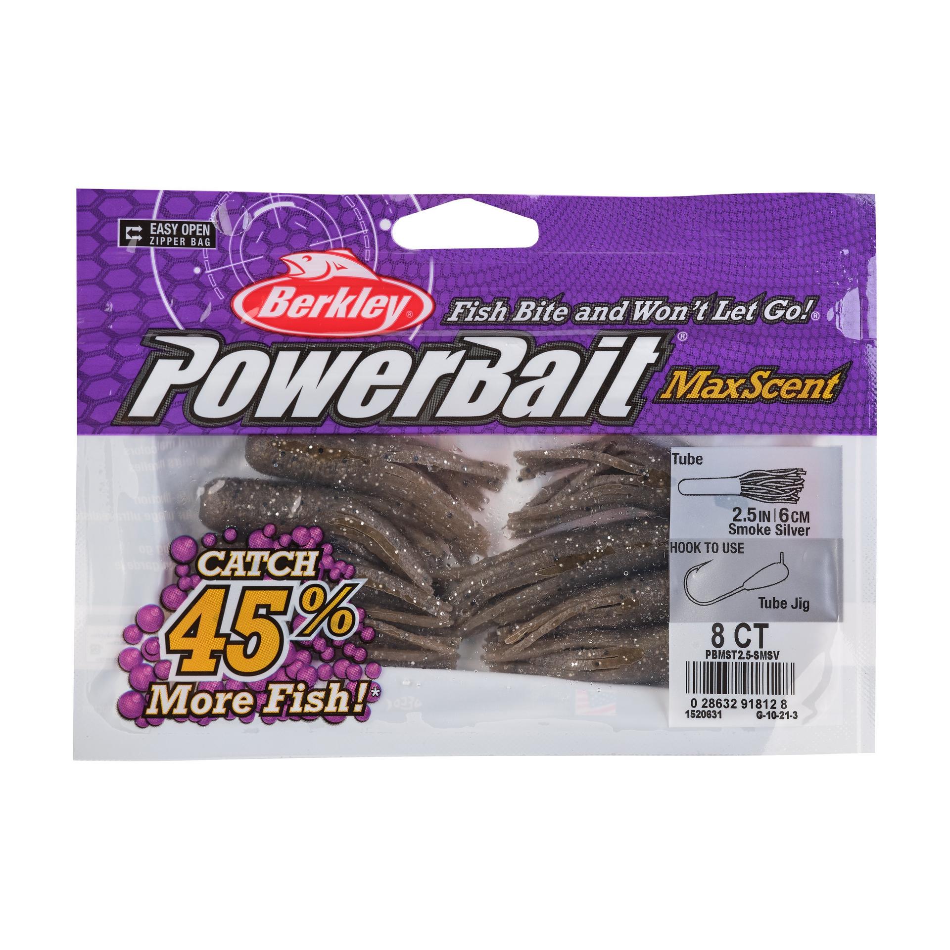 PowerBaitMaxScentTube SmokeSilver 2.5in PKG | Berkley Fishing