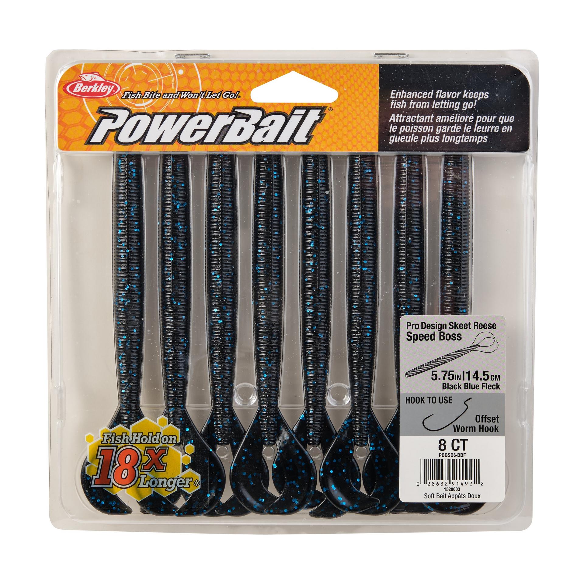 PowerBaitSpeedBoss BlackBlueFleck 6in PKG | Berkley Fishing