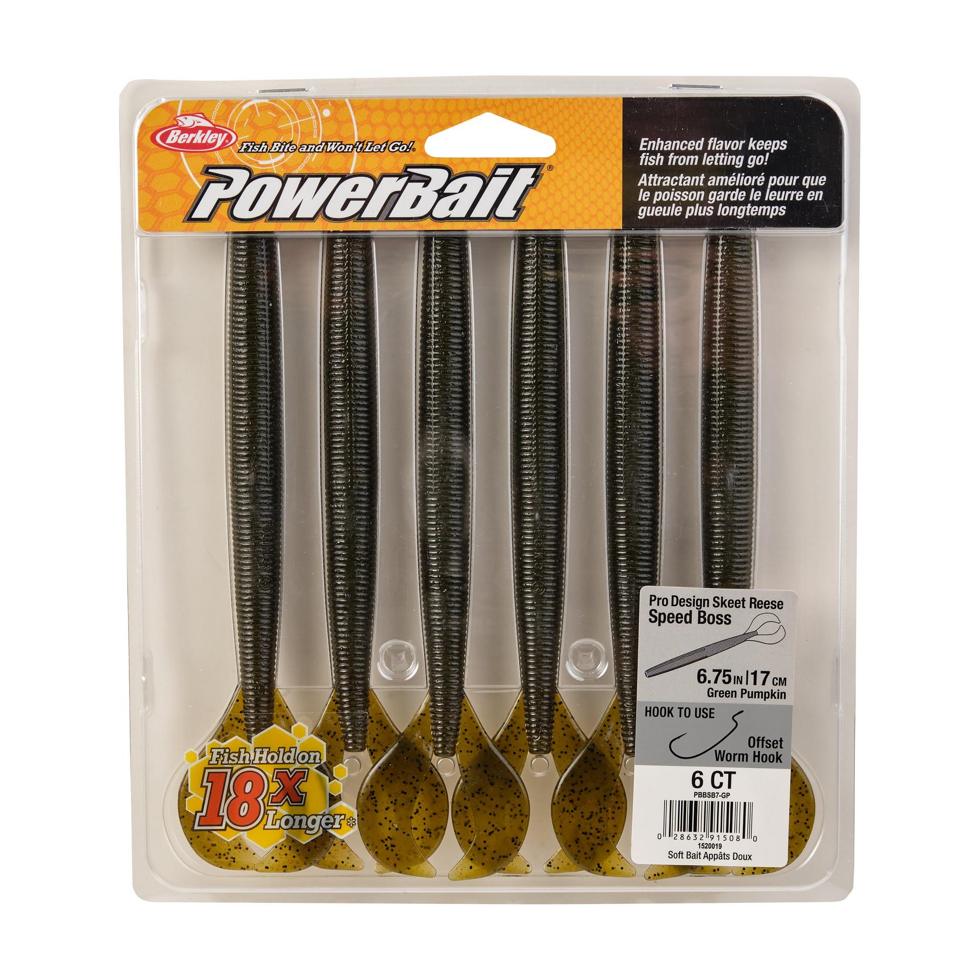 PowerBaitSpeedBoss GreenPumpkin 7in PKG | Berkley Fishing