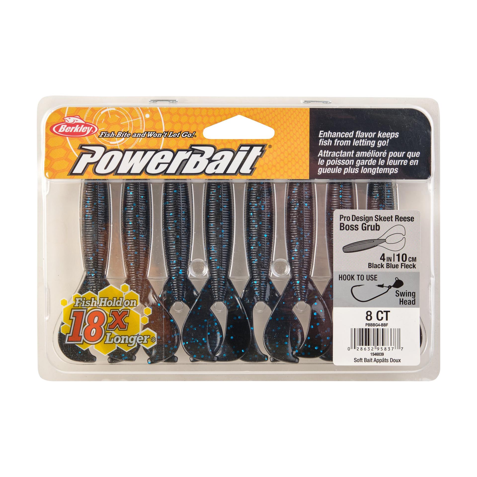 PowerBaitTheBossGrub BlackBlueFleck 4in PKG | Berkley Fishing