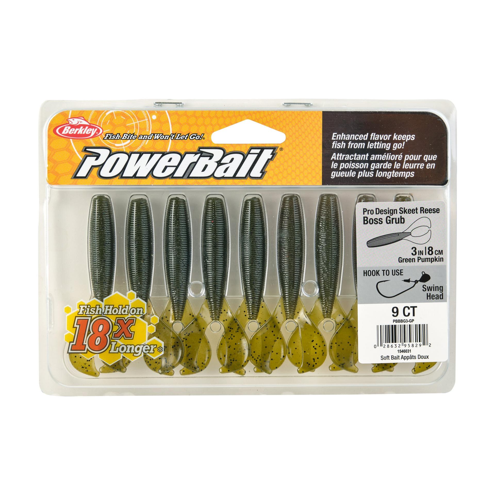 PowerBaitTheBossGrub GreenPumpkin 3in PKG | Berkley Fishing