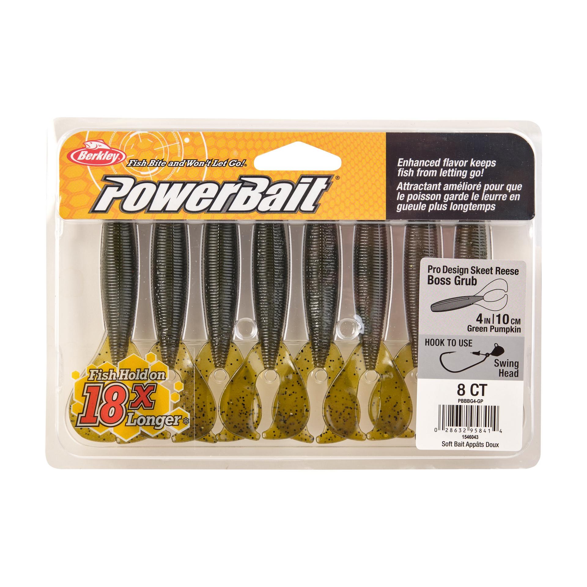 PowerBaitTheBossGrub GreenPumpkin 4in PKG | Berkley Fishing