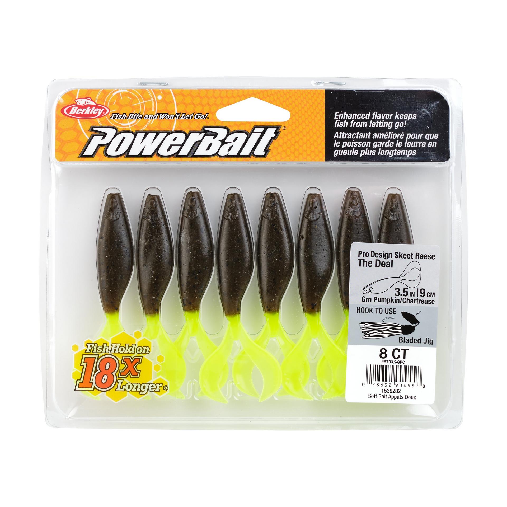 PowerBaitTheDeal GreenPumpkinChartreuse 3.5in PKG | Berkley Fishing