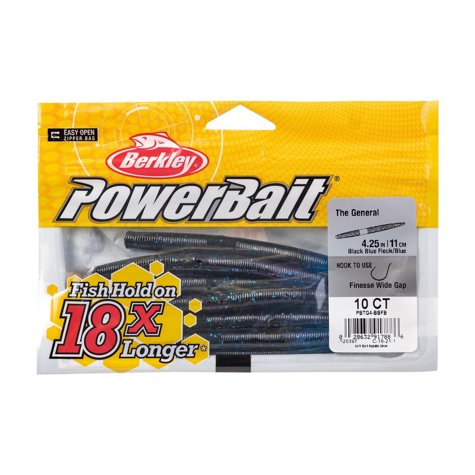 PowerBaitTheGeneral BlackBlueFleckBlue 4in PKG | Berkley Fishing