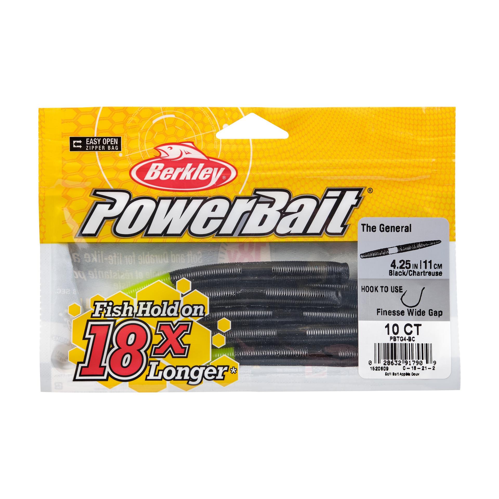 PowerBaitTheGeneral BlackChartreuse 4in PKG | Berkley Fishing