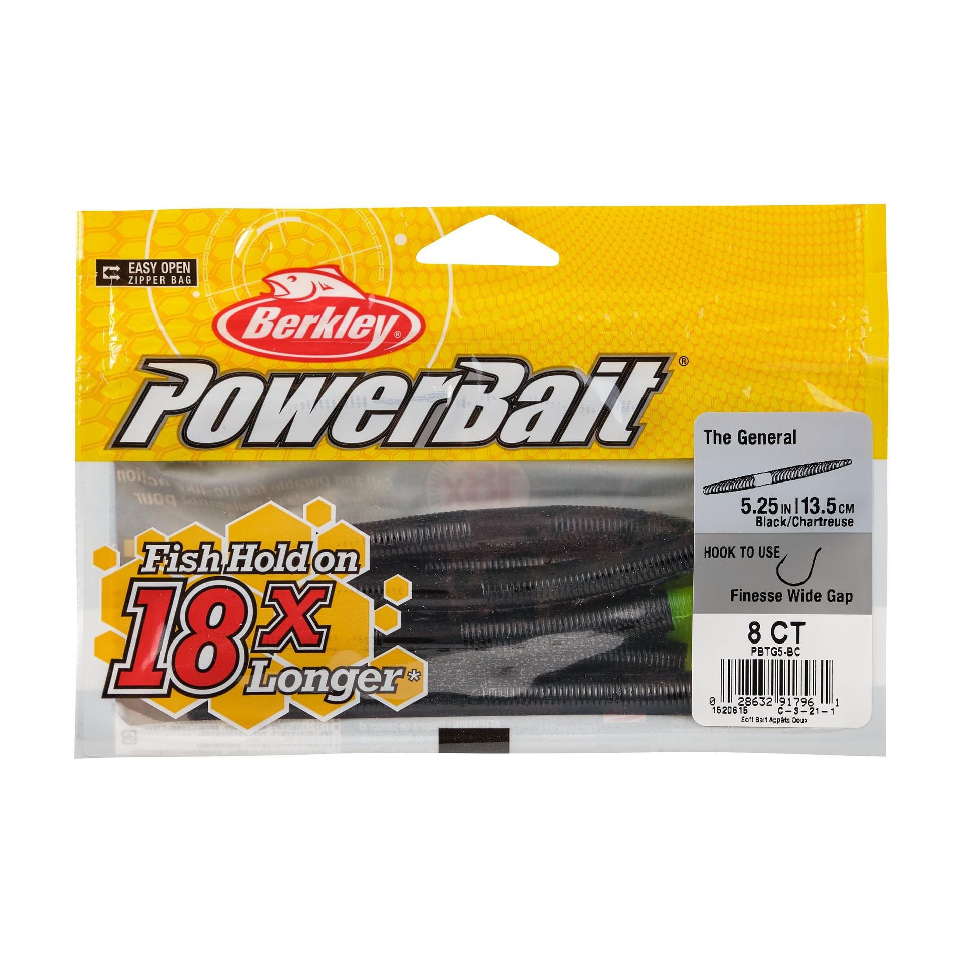 PowerBaitTheGeneral BlackChartreuse 5in PKG | Berkley Fishing