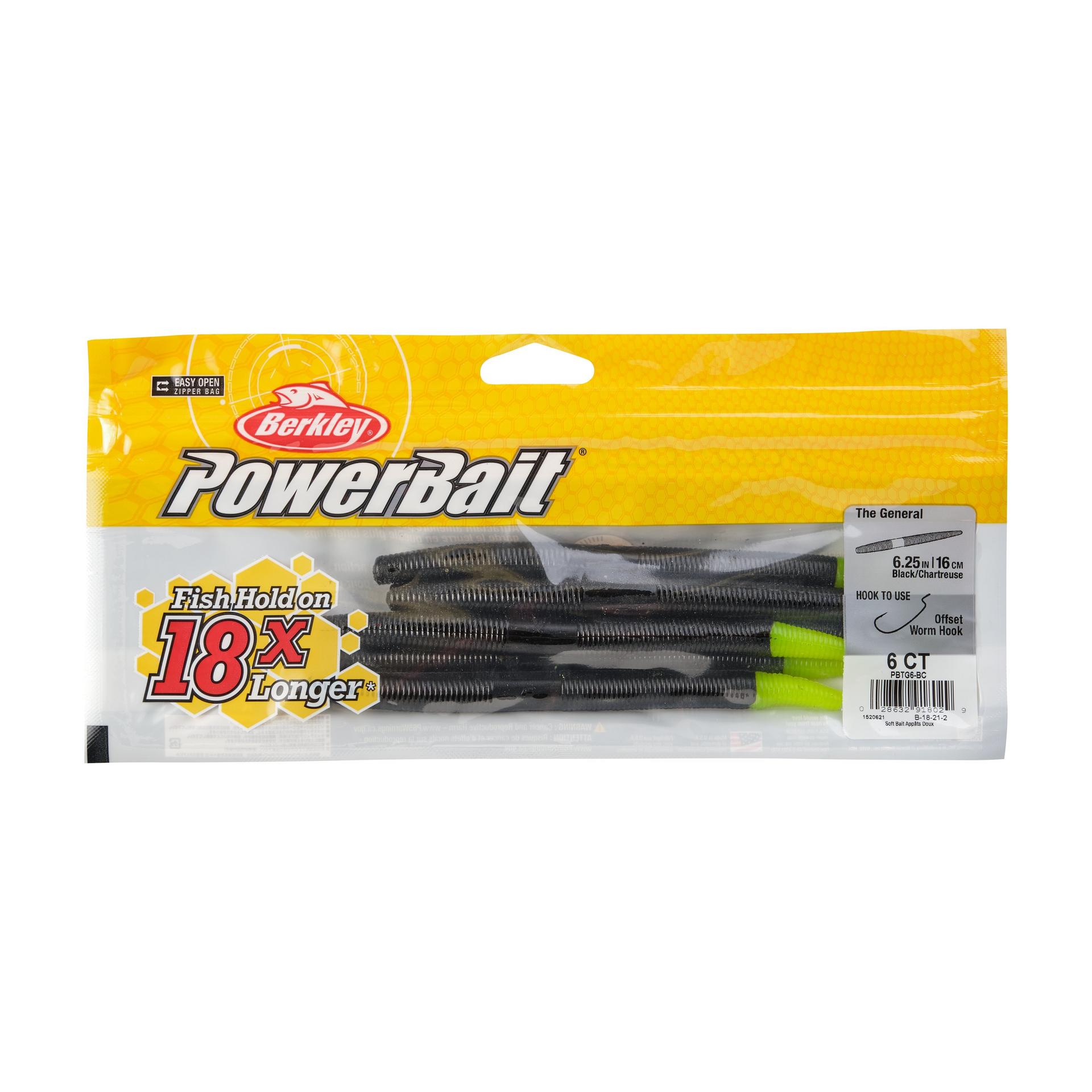 PowerBaitTheGeneral BlackChartreuse 6in PKG | Berkley Fishing