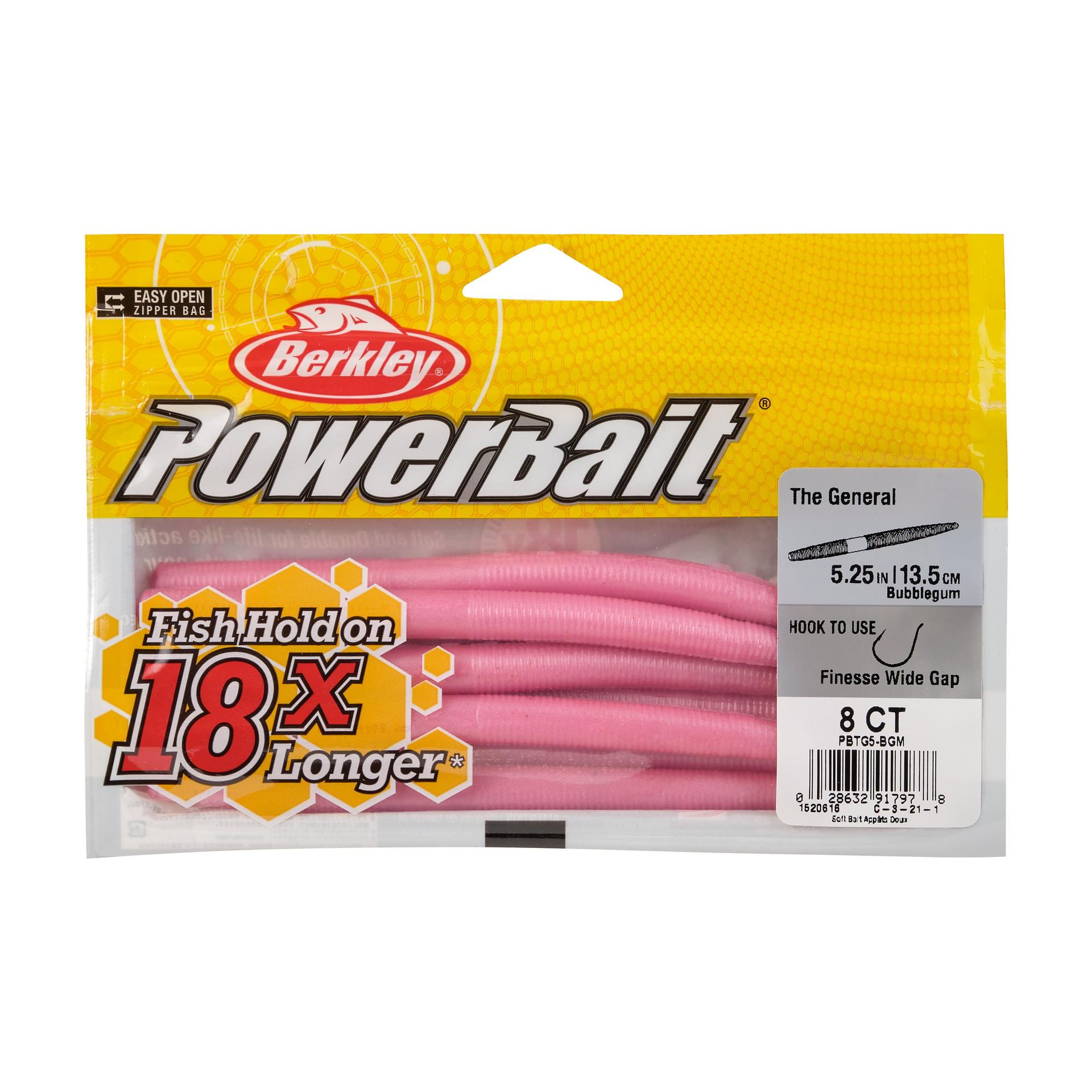 PowerBaitTheGeneral Bubblegum 5in PKG | Berkley Fishing