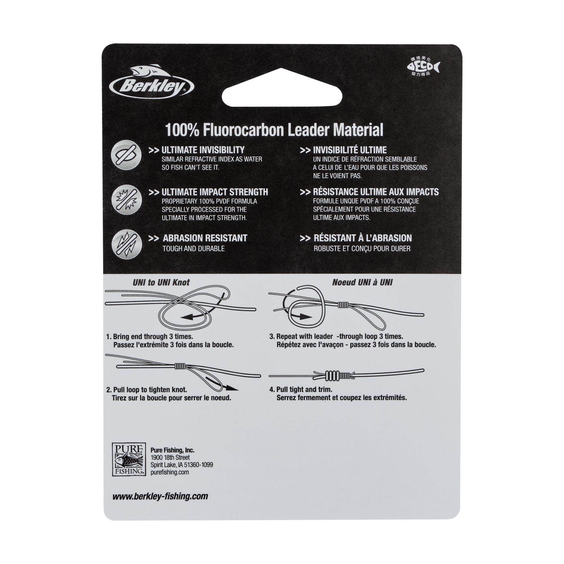 BerkleyTrilene100FluorocarbonLeaderMaterial PocketPak Clear alt4 | Berkley Fishing