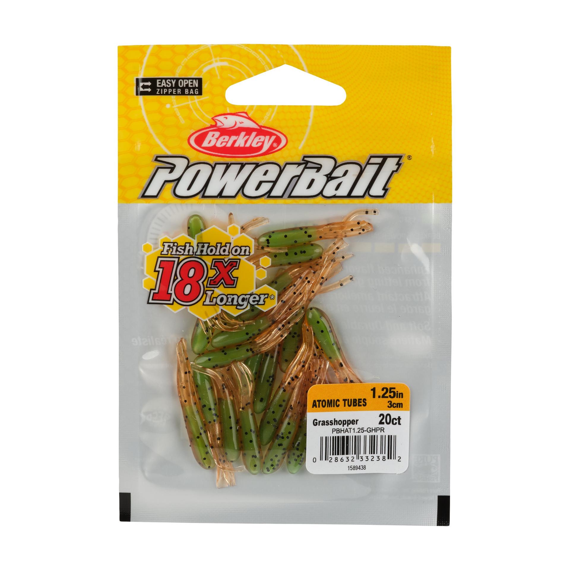 Berkley PowerBaitAtomicTubes Grasshopper 1.25in PKG | Berkley Fishing