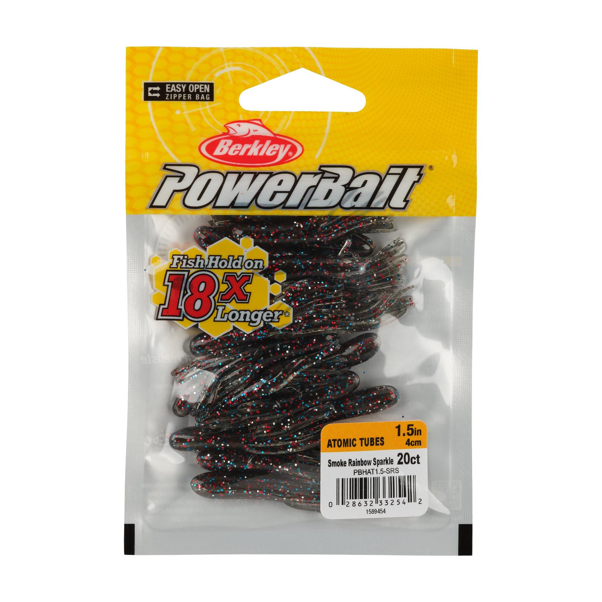 Berkley PowerBaitAtomicTubes SmokeRainbowSparkle 1.5in PKG | Berkley Fishing