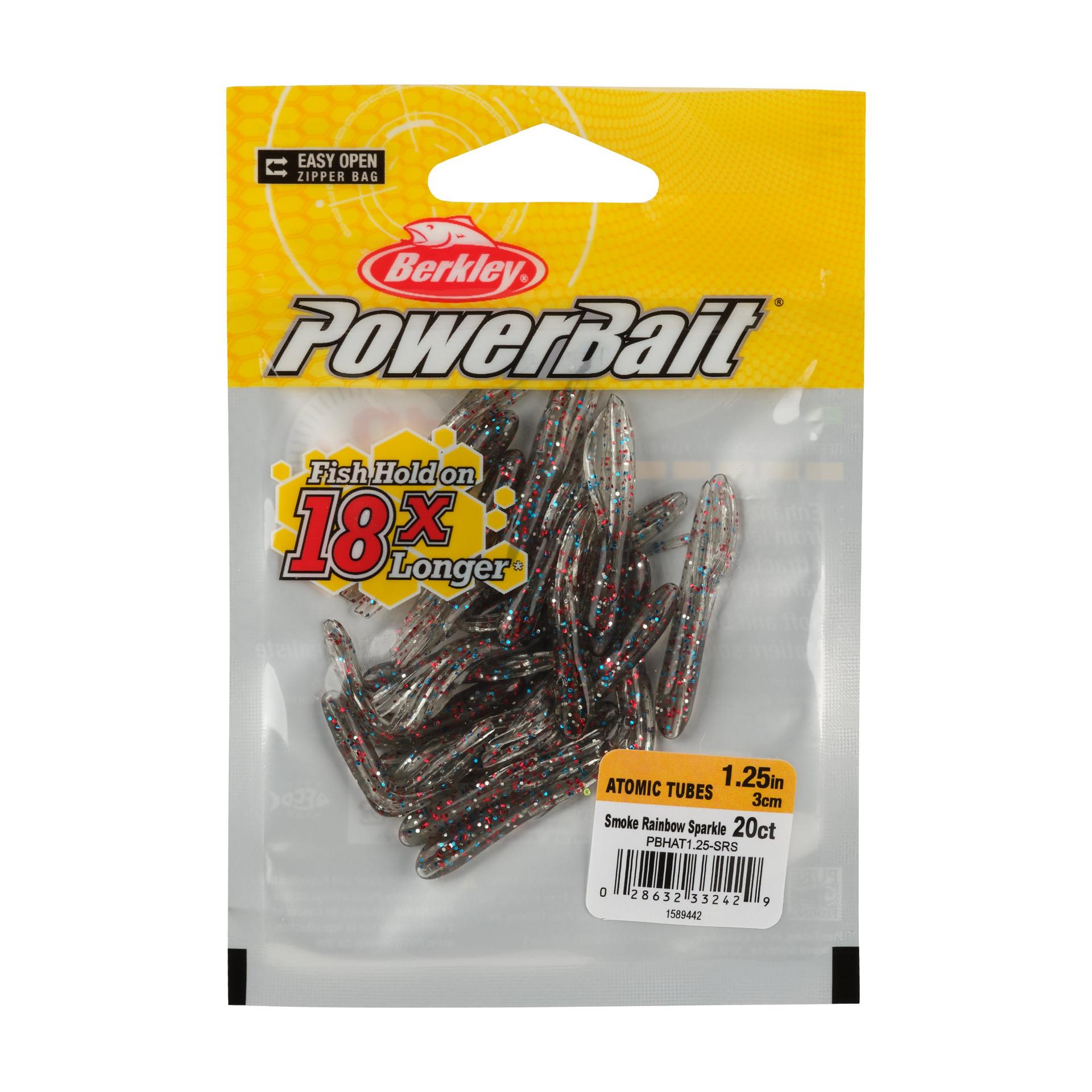 Berkley PowerBaitAtomicTubes SmokeRainbowSparkle 1.25in PKG | Berkley Fishing