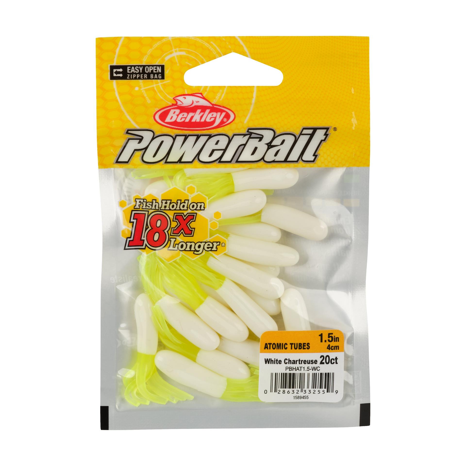 Berkley PowerBaitAtomicTubes WhiteChartreuse 1.5in PKG | Berkley Fishing