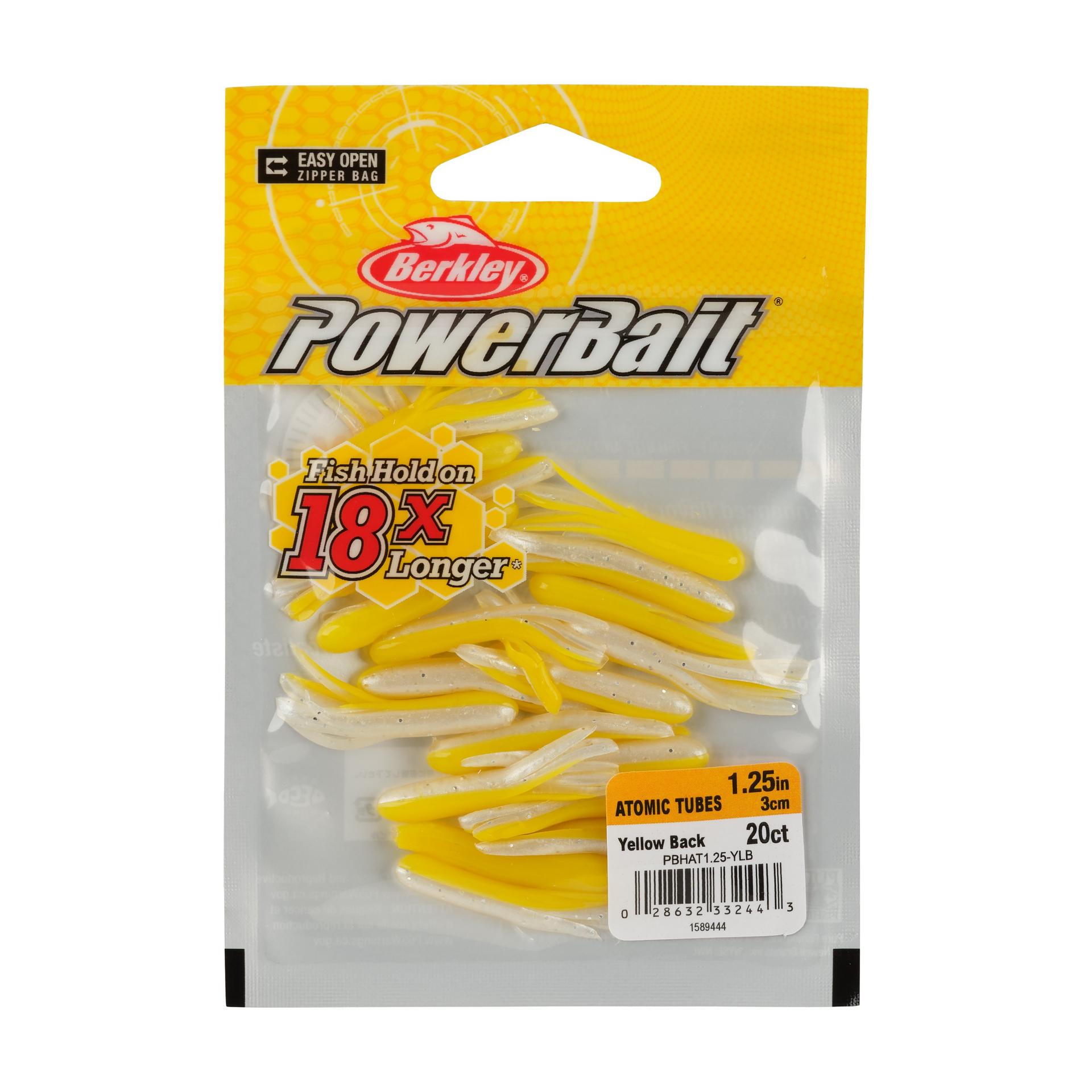 Berkley PowerBaitAtomicTubes YellowBack 1.25in PKG | Berkley Fishing