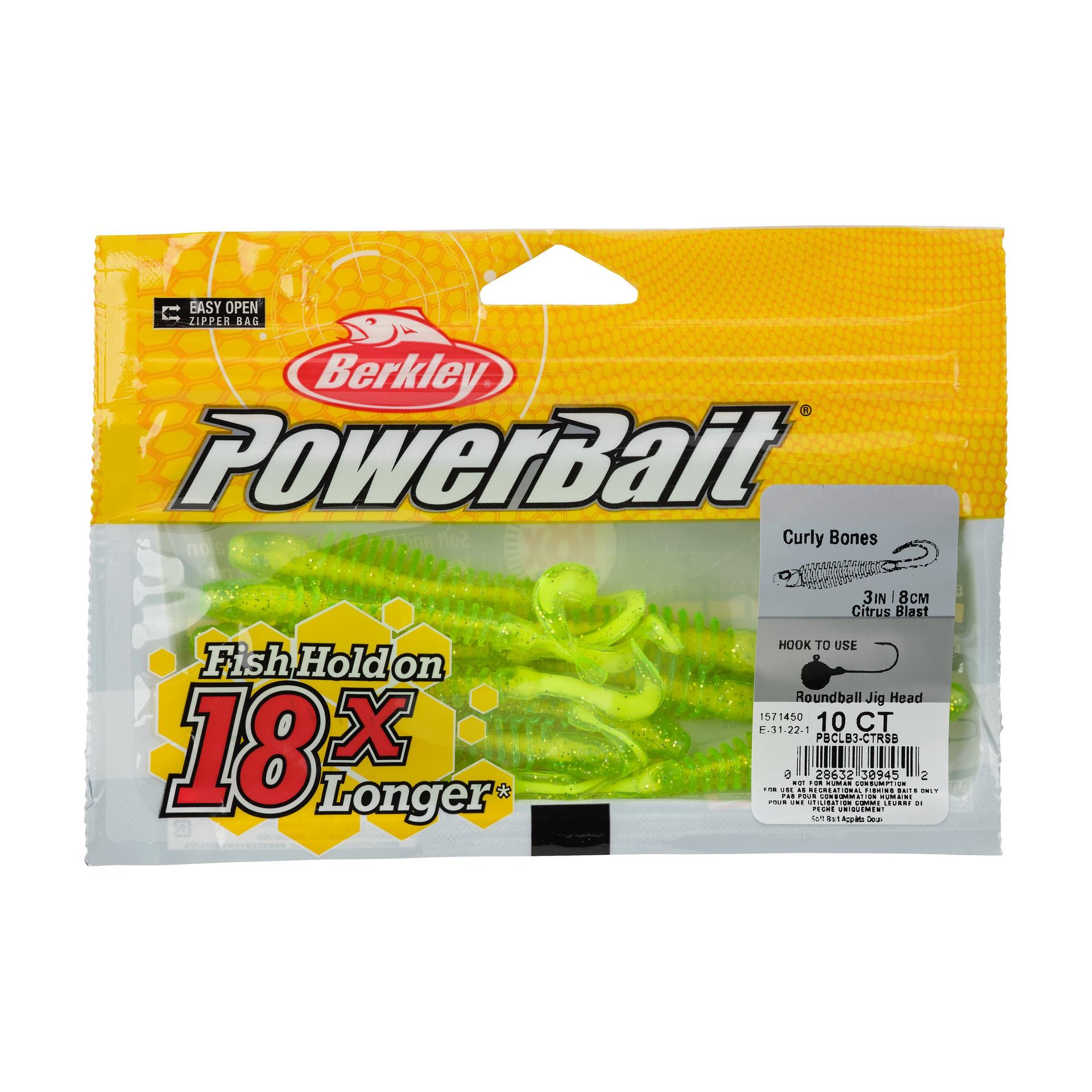 Berkley PowerBaitCurlyBones 3 CitrusBlast PKG | Berkley Fishing