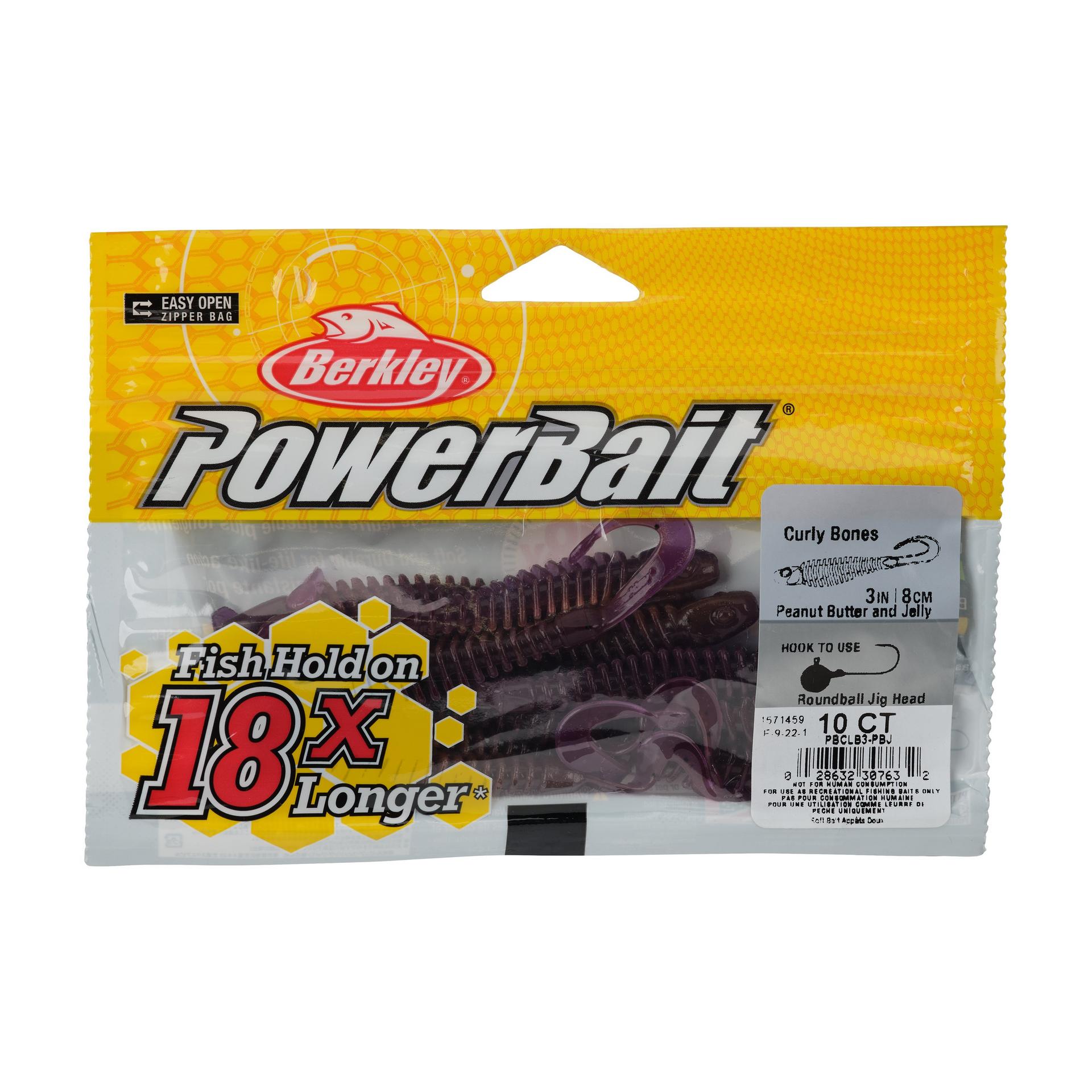 Berkley PowerBaitCurlyBones 3 PeanutButterandJelly PKG | Berkley Fishing