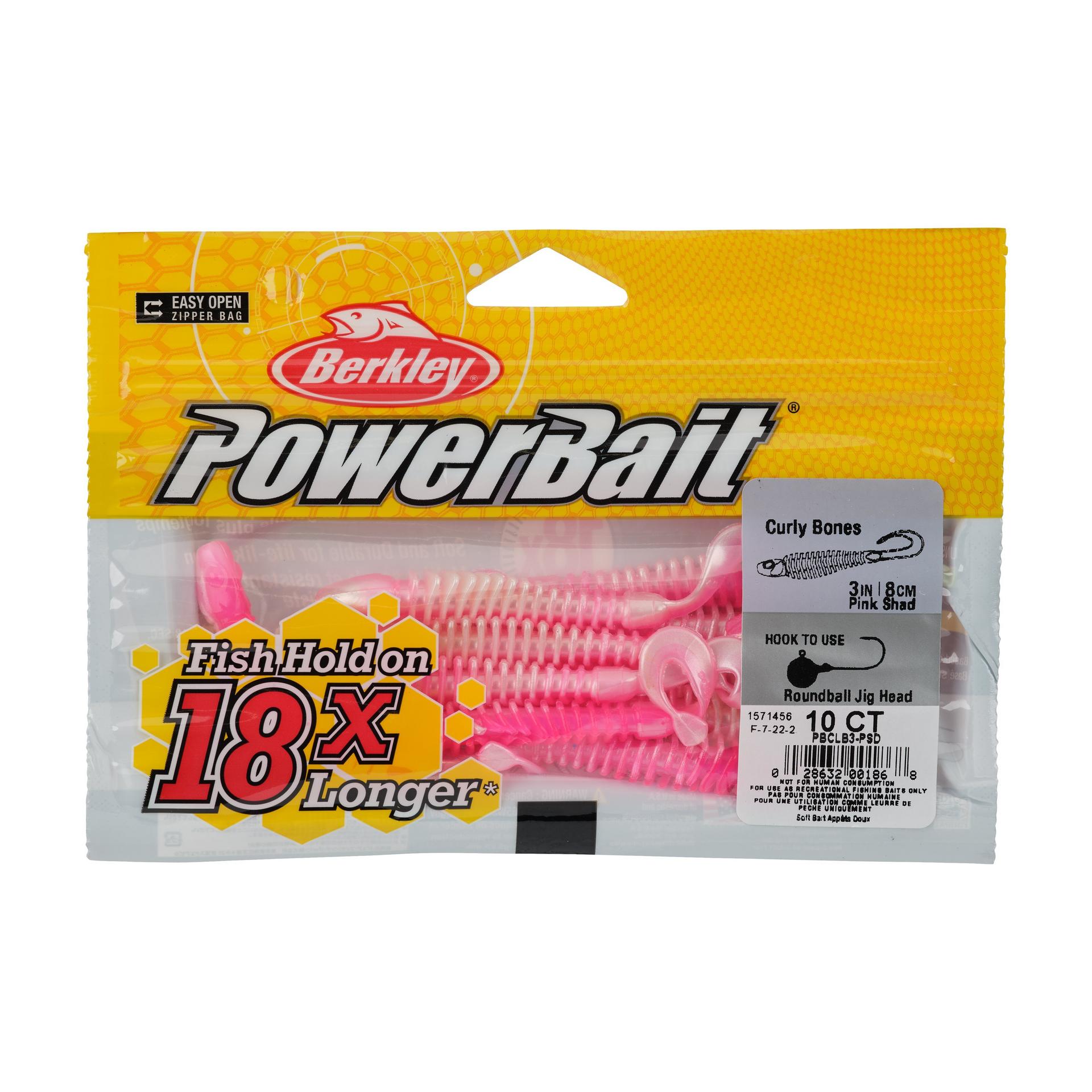 Berkley PowerBaitCurlyBones 3 PinkShad PKG | Berkley Fishing