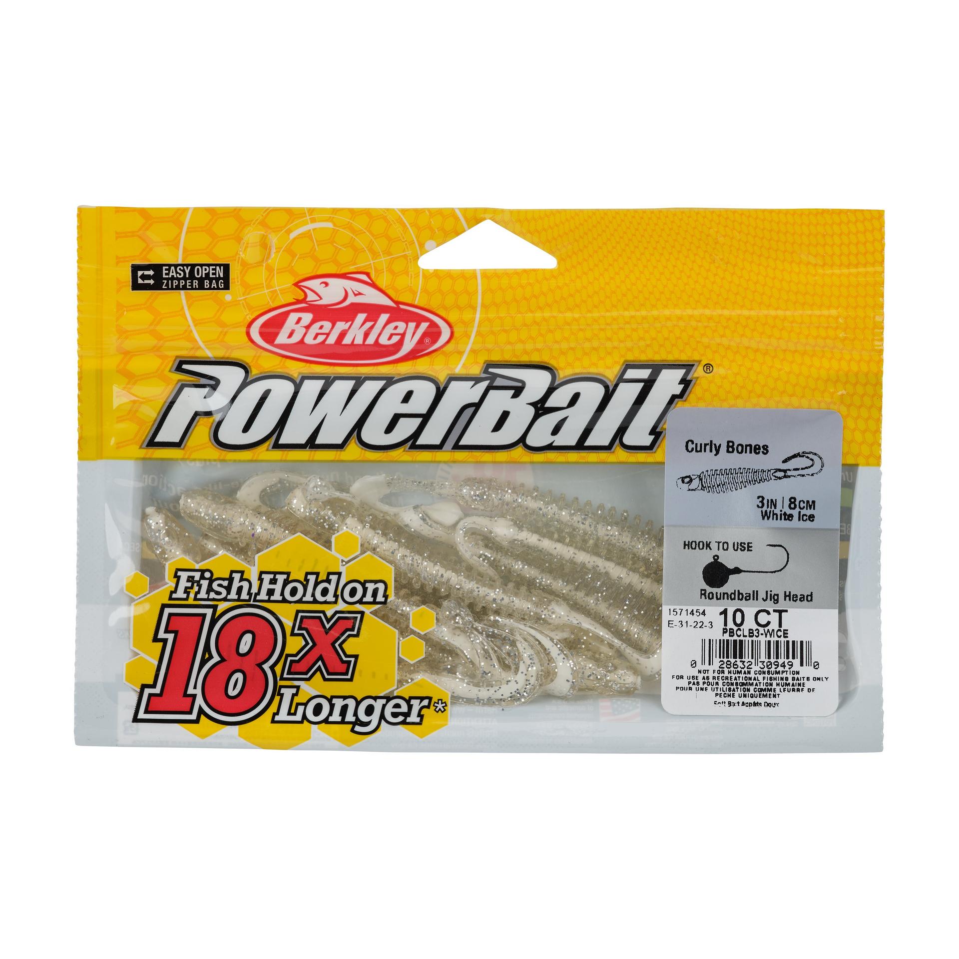 Berkley PowerBaitCurlyBones 3 WhiteIce PKG | Berkley Fishing