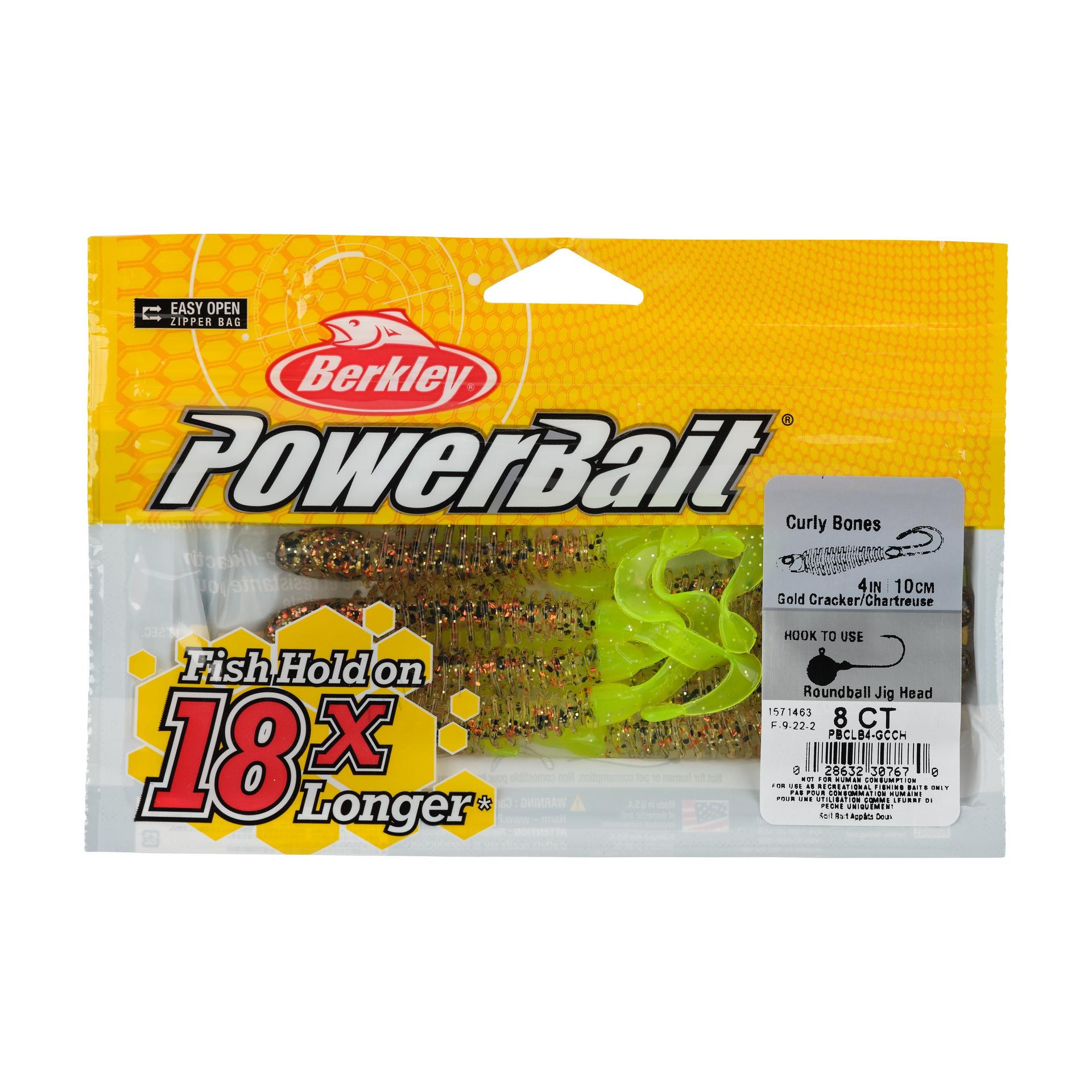 Berkley PowerBaitCurlyBones 4 GoldCrackerChartreuse PKG | Berkley Fishing