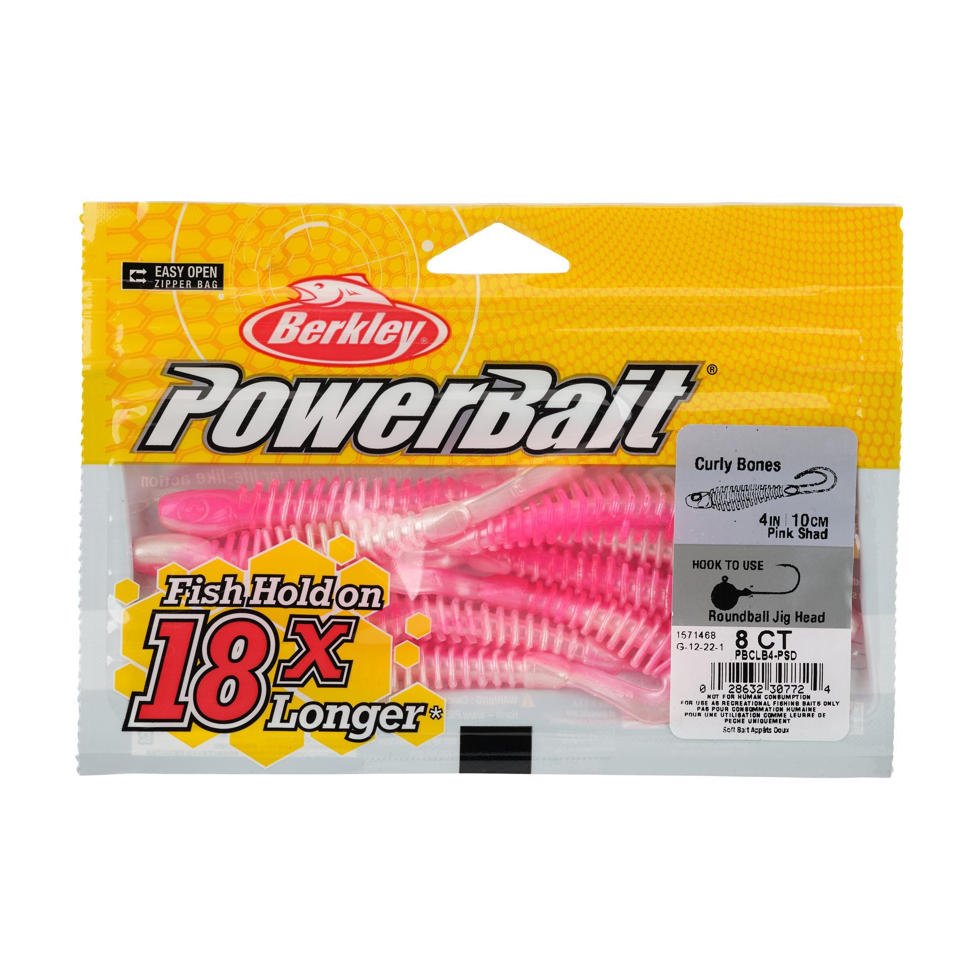 Berkley PowerBaitCurlyBones 4 PinkShad PKG | Berkley Fishing