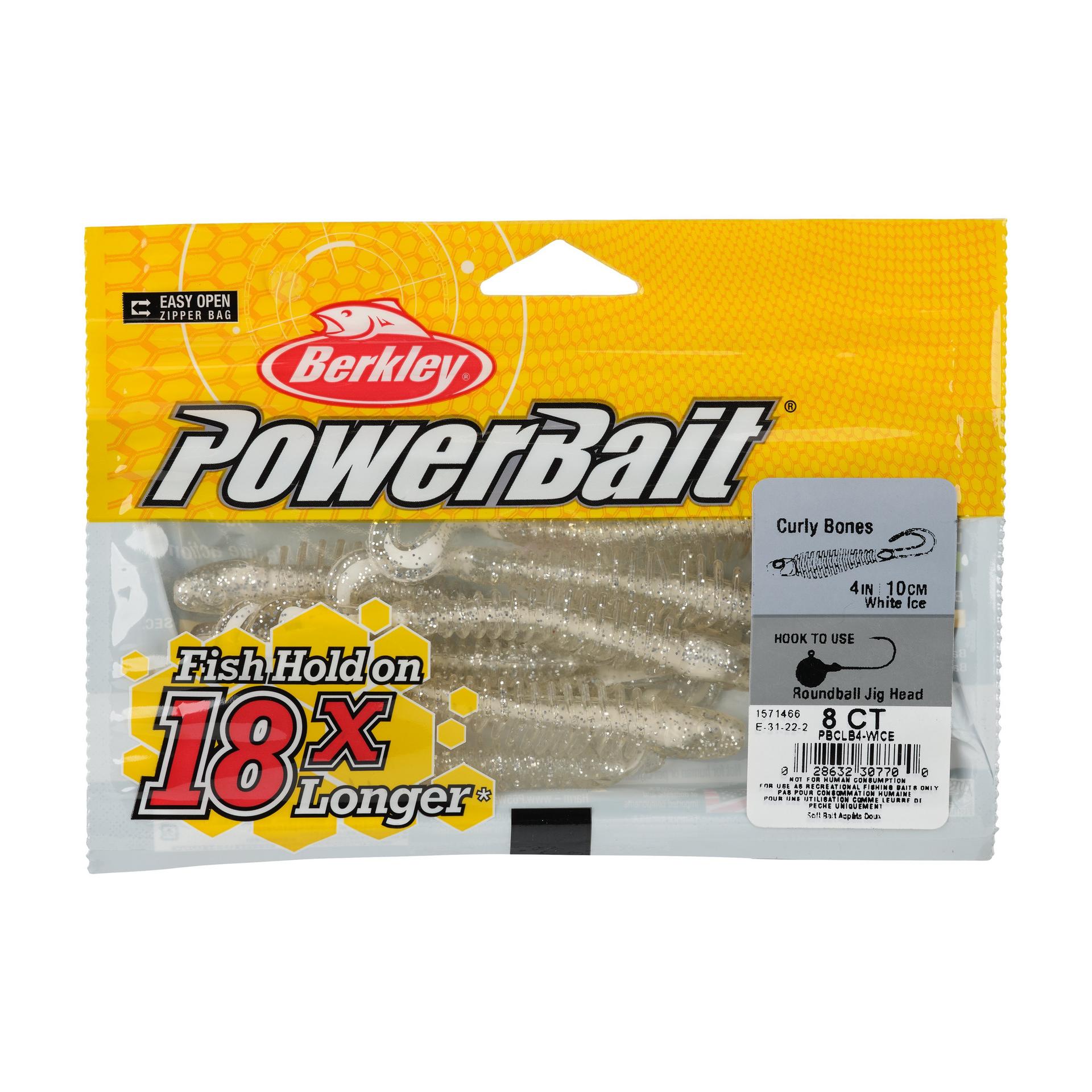 Berkley PowerBaitCurlyBones 4 WhiteIce PKG | Berkley Fishing