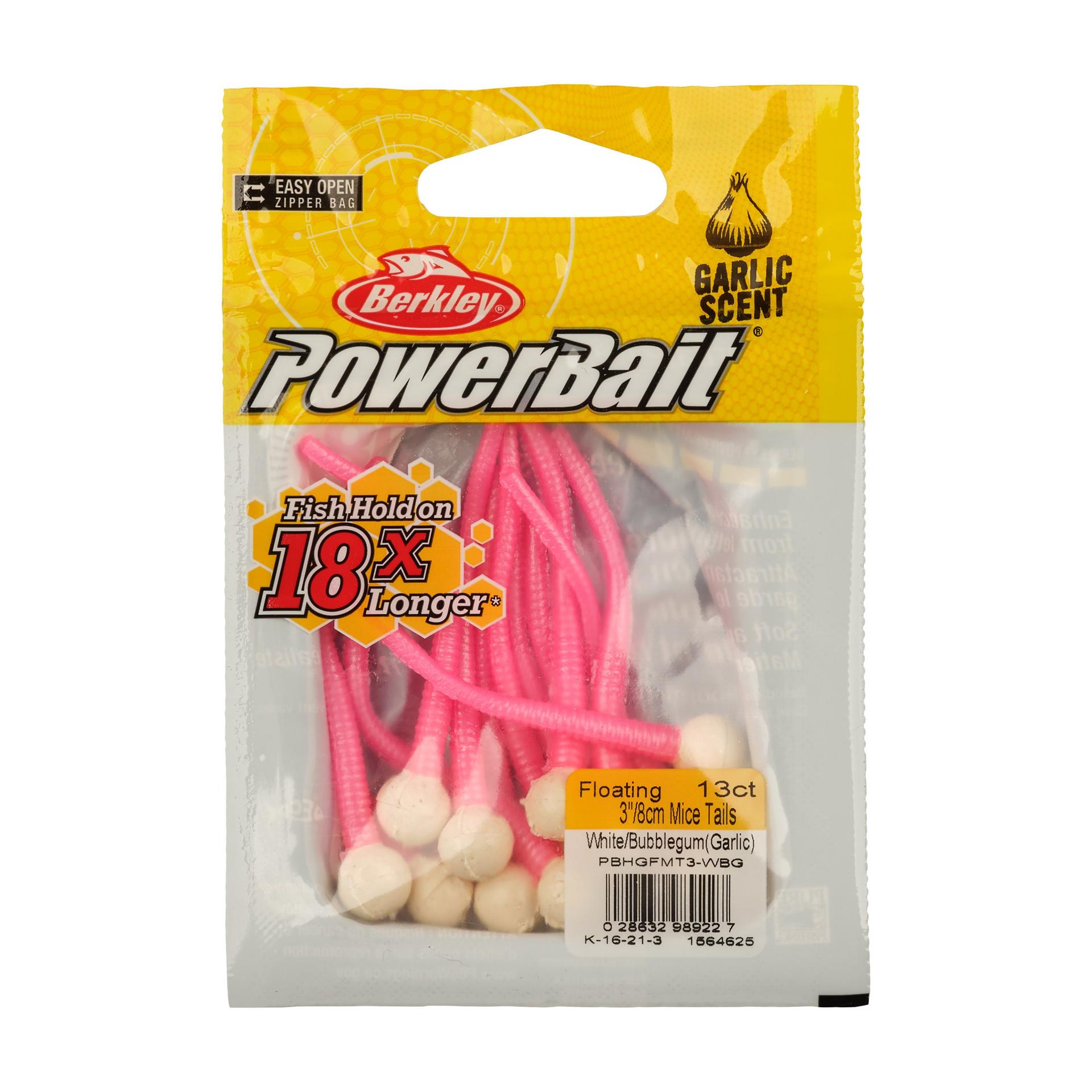 Berkley PowerBaitFloatingMiceTails Garlic WhiteBubblegum PKG | Berkley Fishing