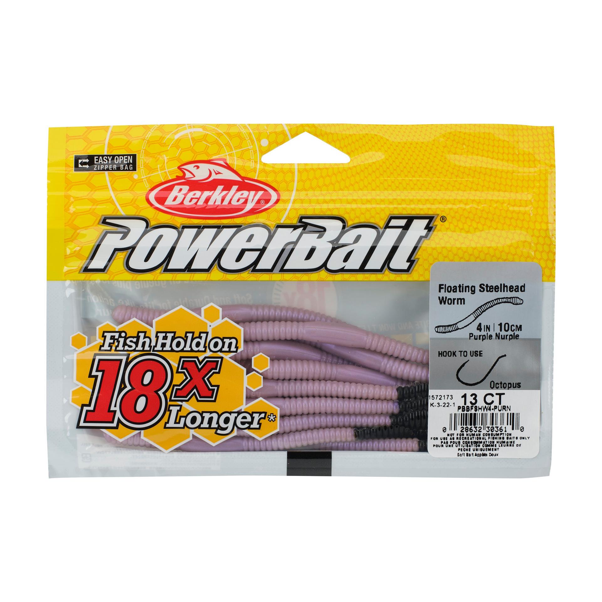 Berkley PowerBaitFloatingSteelheadWorm PurpleNurple 4in PKG | Berkley Fishing