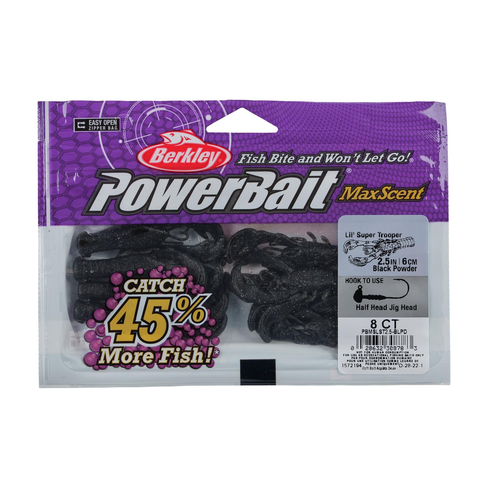 Berkley PowerBaitMaxScentLil'SuperTrooper BlackPowder PKG | Berkley Fishing