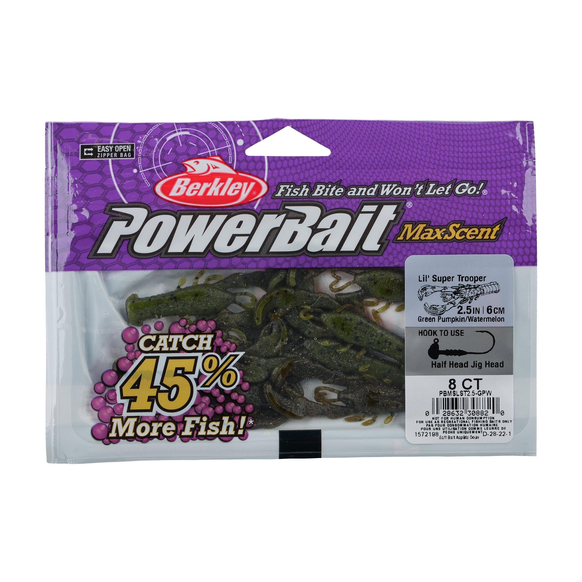 Berkley PowerBaitMaxScentLil'SuperTrooper GreenPumpkinWatermelon PKG | Berkley Fishing