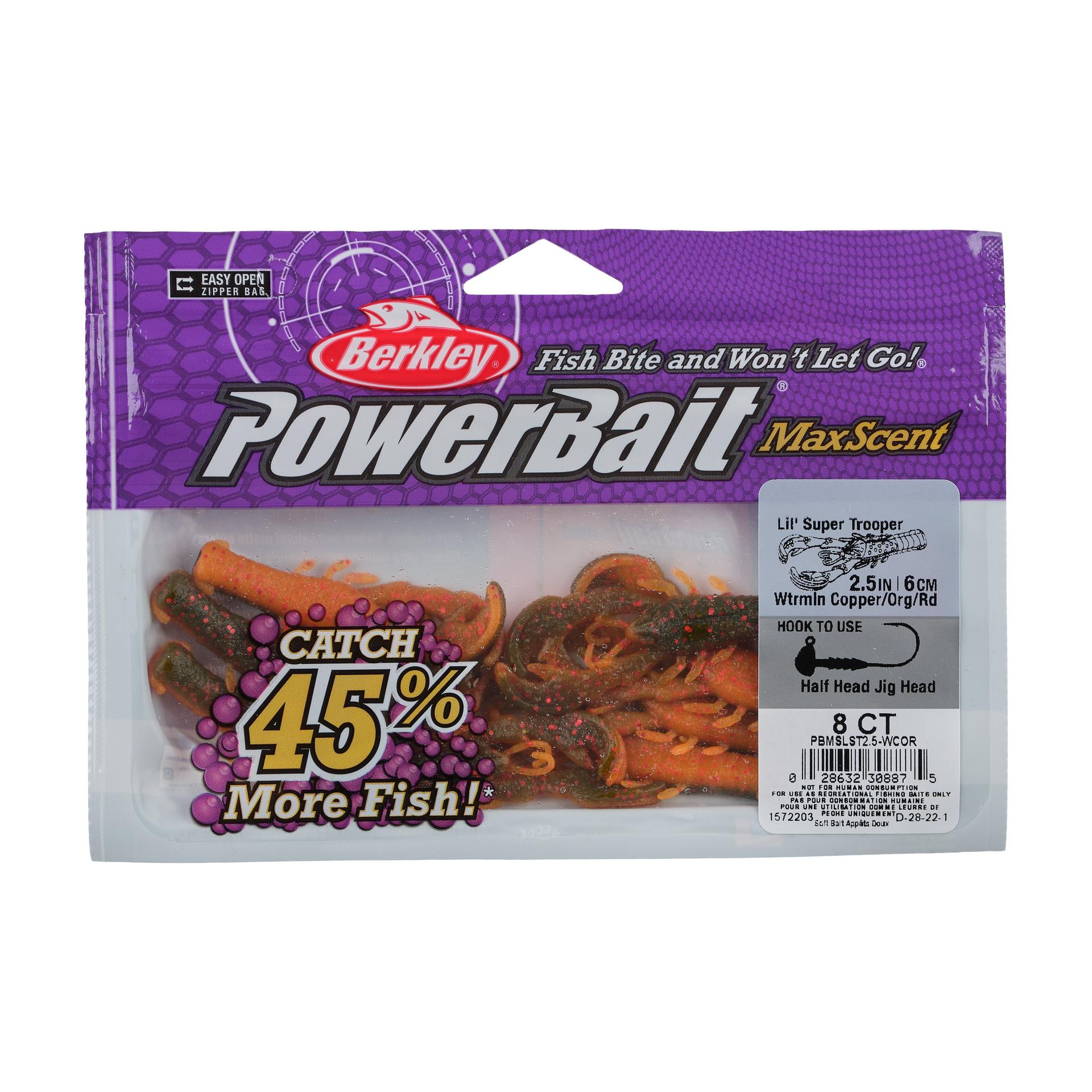 Berkley PowerBaitMaxScentLil'SuperTrooper WatermelonCopperOrangewRed PKG | Berkley Fishing