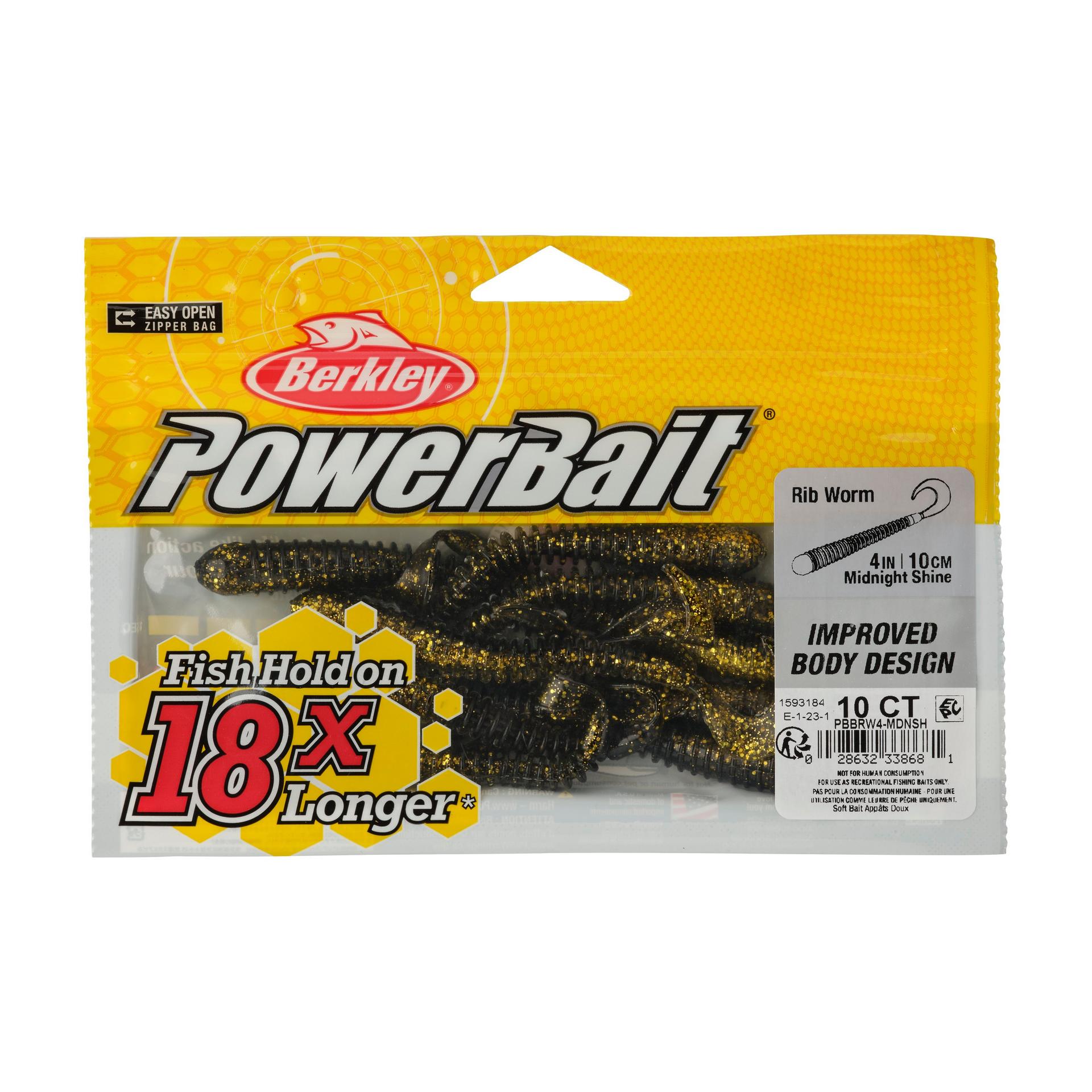 Berkley PowerBaitRibWorm MidnightShine 4in PKG | Berkley Fishing