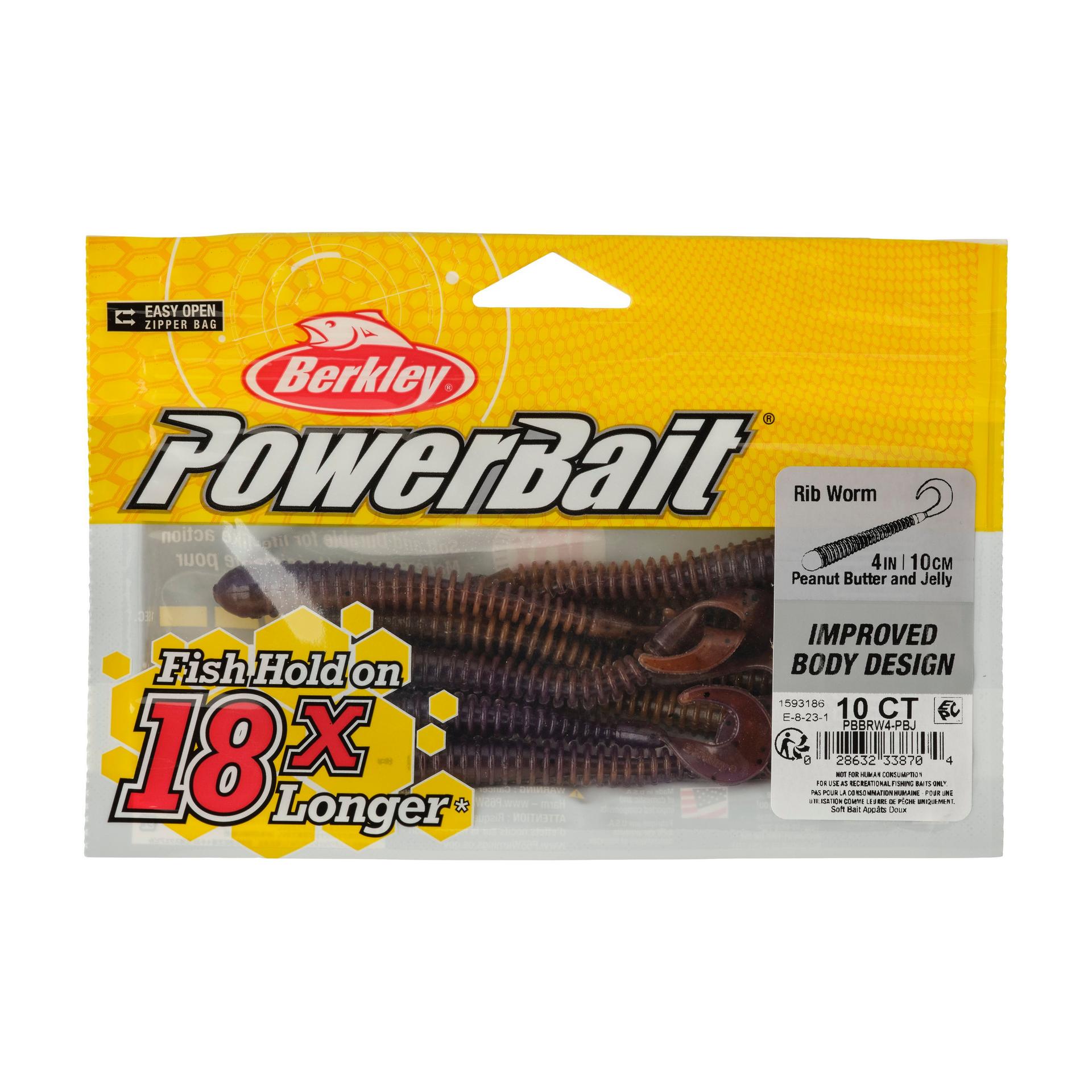 Berkley PowerBaitRibWorm PeanutButterandJelly 4in PKG | Berkley Fishing