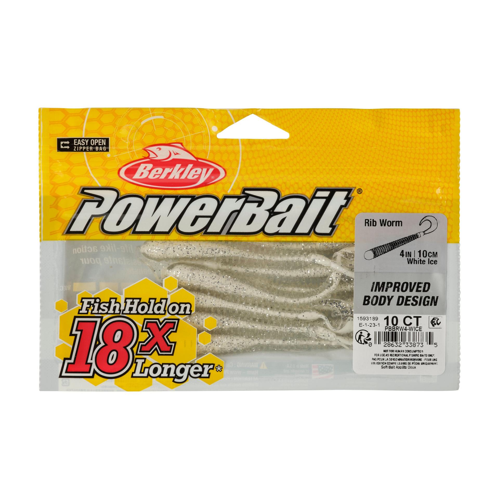 Berkley PowerBaitRibWorm WhiteIce 4in PKG | Berkley Fishing