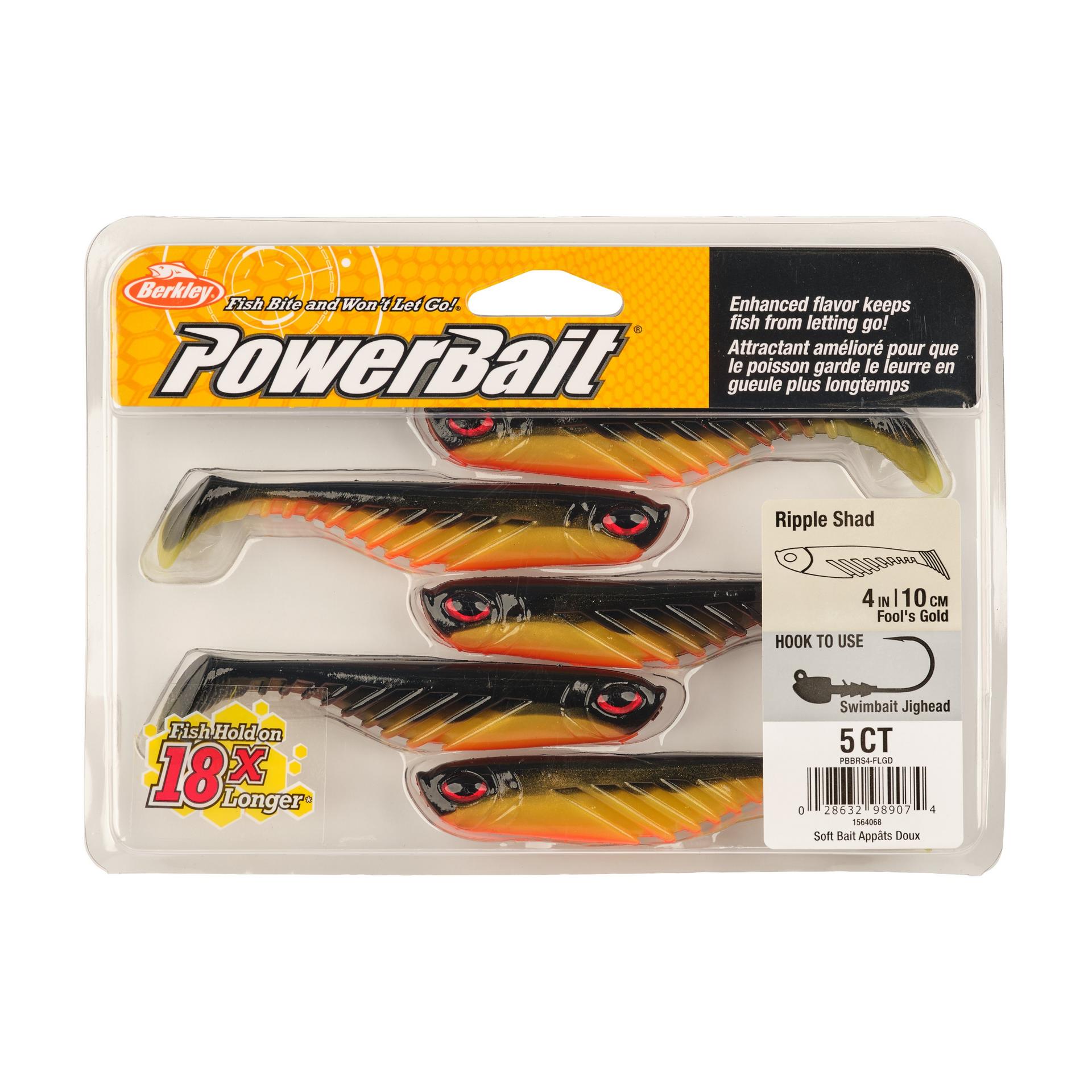 Berkley PowerBaitRippleShad 4in Fool'sGold PKG | Berkley Fishing