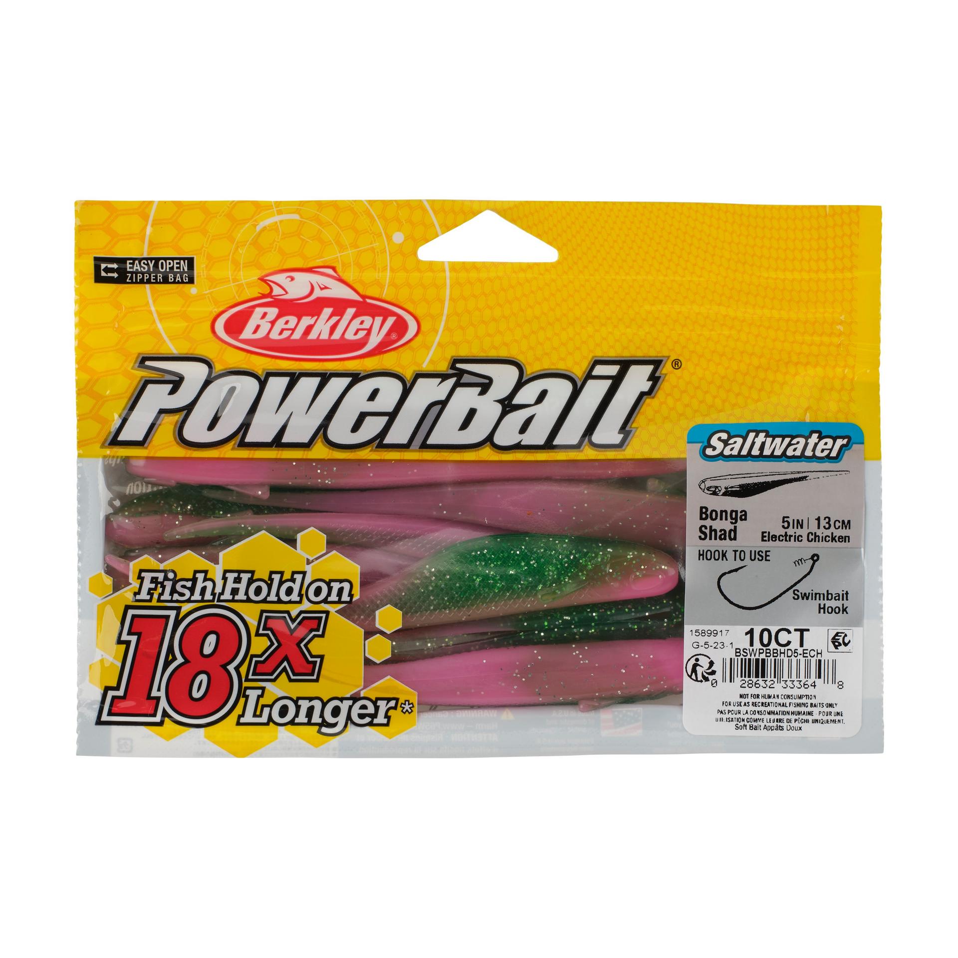 Berkley PowerBaitSaltwaterBongaShad ElectricChicken 5in PKG | Berkley Fishing