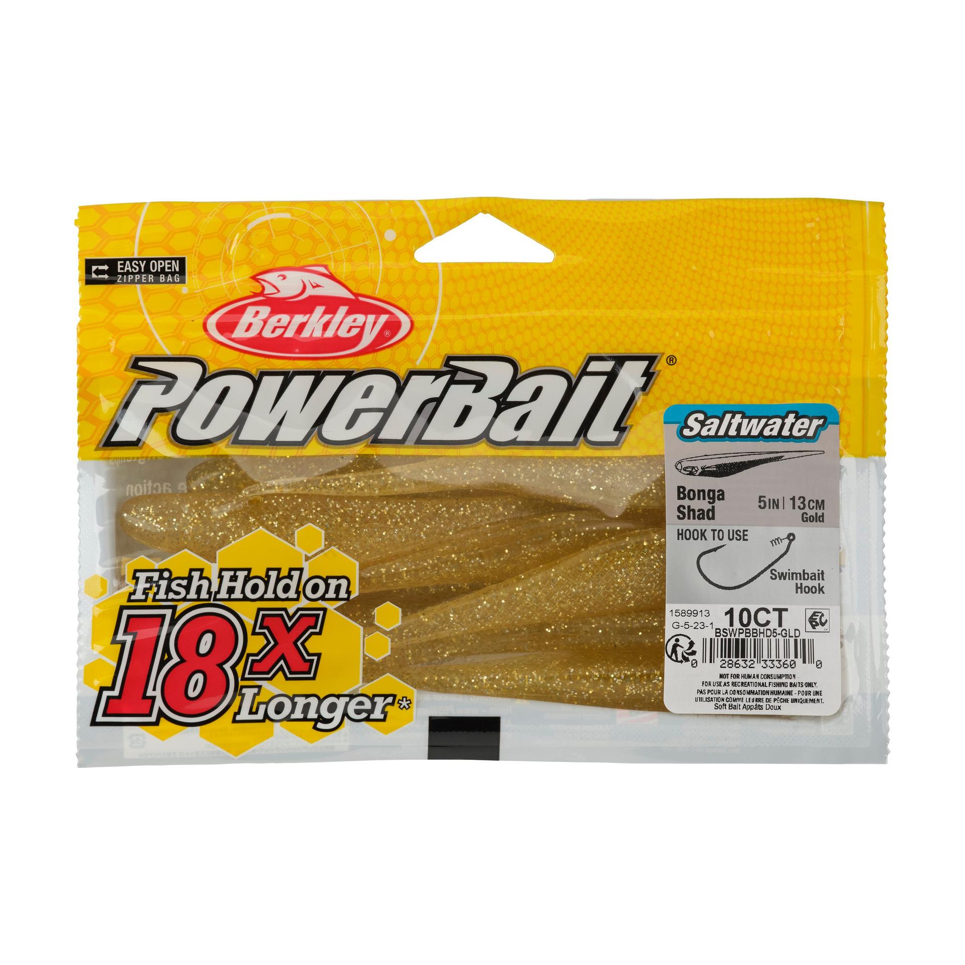 Berkley PowerBaitSaltwaterBongaShad Gold 5in PKG | Berkley Fishing