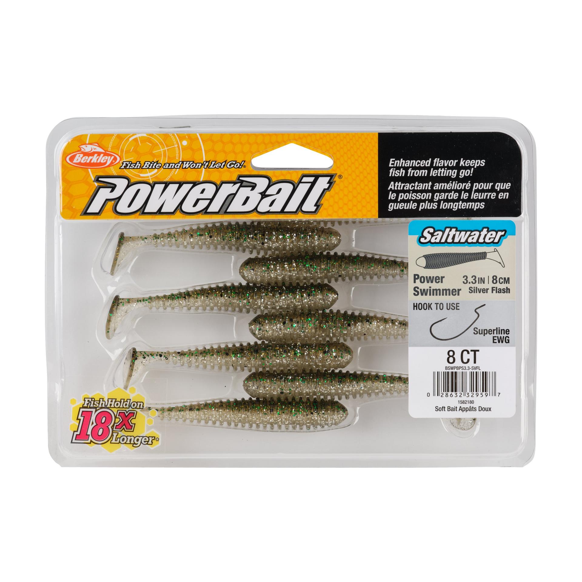 Berkley PowerBaitSaltwaterPowerSwimmer SilverFlash 3.3in PKG | Berkley Fishing