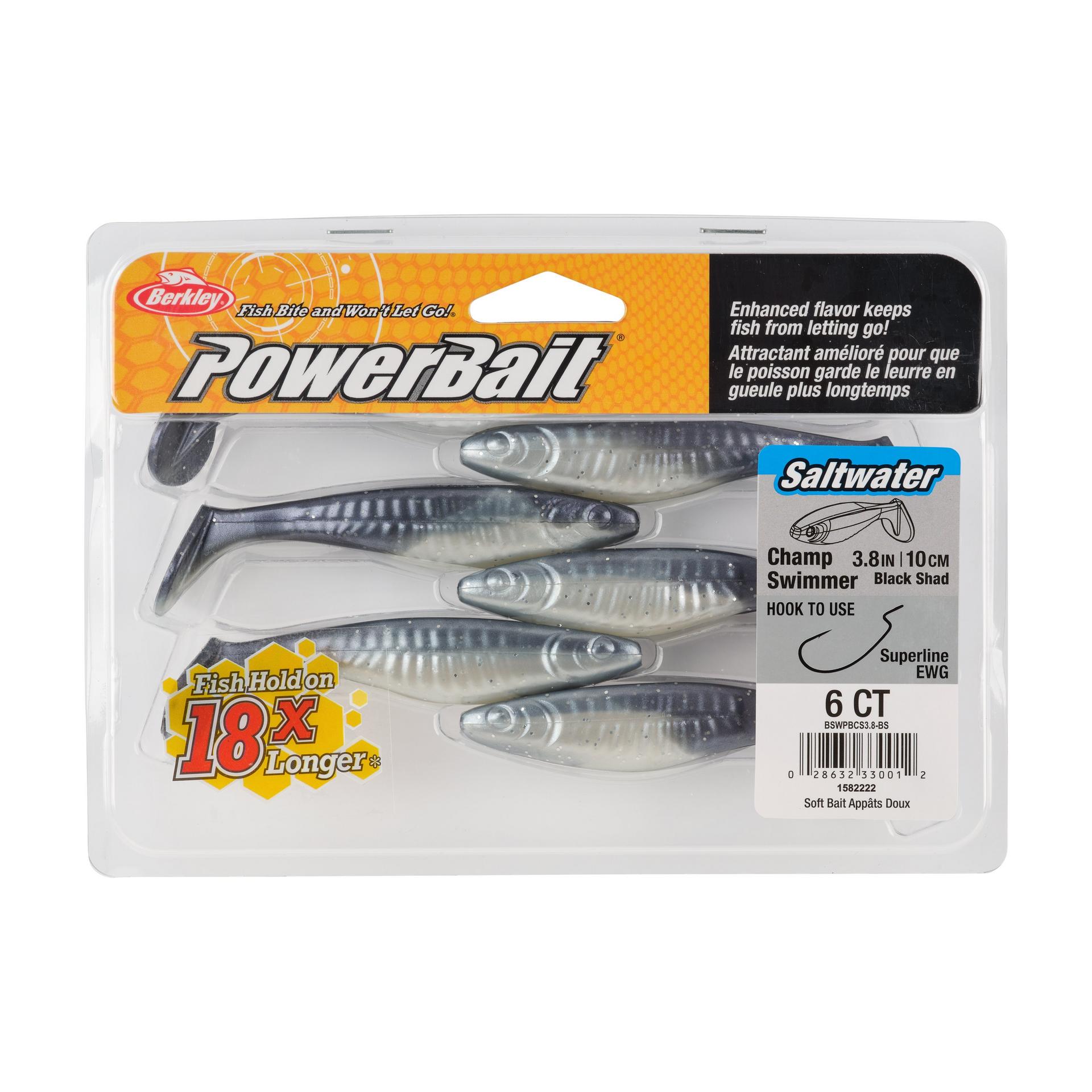 Berkley PowerBaitSaltwaterTheChampSwimmer BlackShad 3.8in PKG | Berkley Fishing