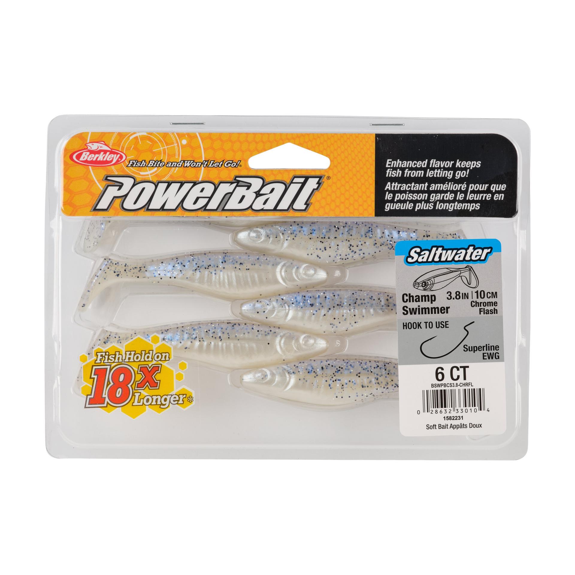 Berkley PowerBaitSaltwaterTheChampSwimmer ChromeFlash 3.8in PKG | Berkley Fishing