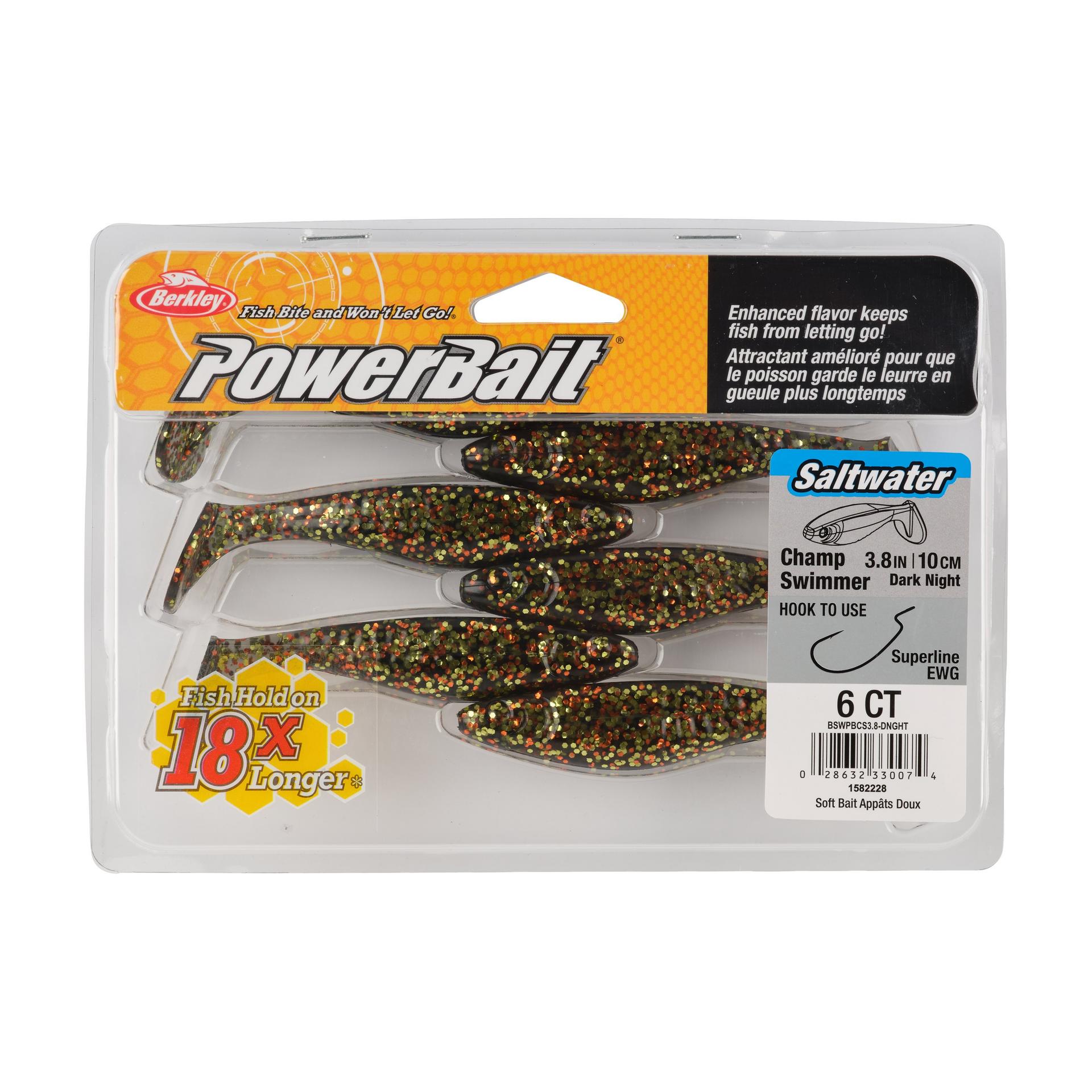 Berkley PowerBaitSaltwaterTheChampSwimmer DarkNight 3.8in PKG | Berkley Fishing