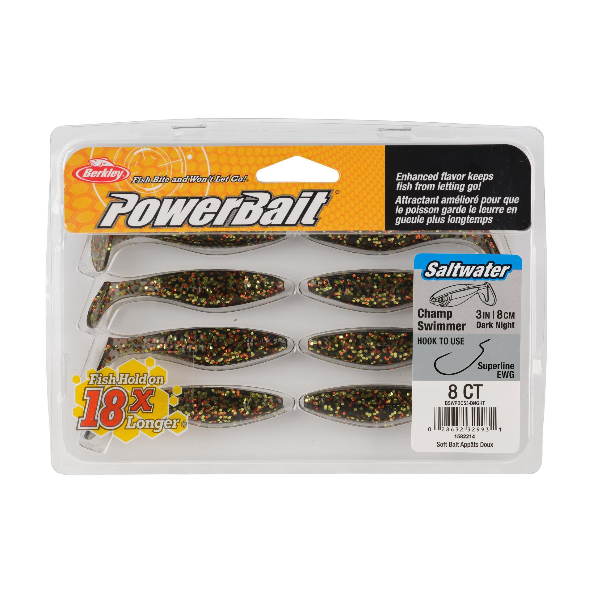 Berkley PowerBaitSaltwaterTheChampSwimmer DarkNight 3in PKG | Berkley Fishing