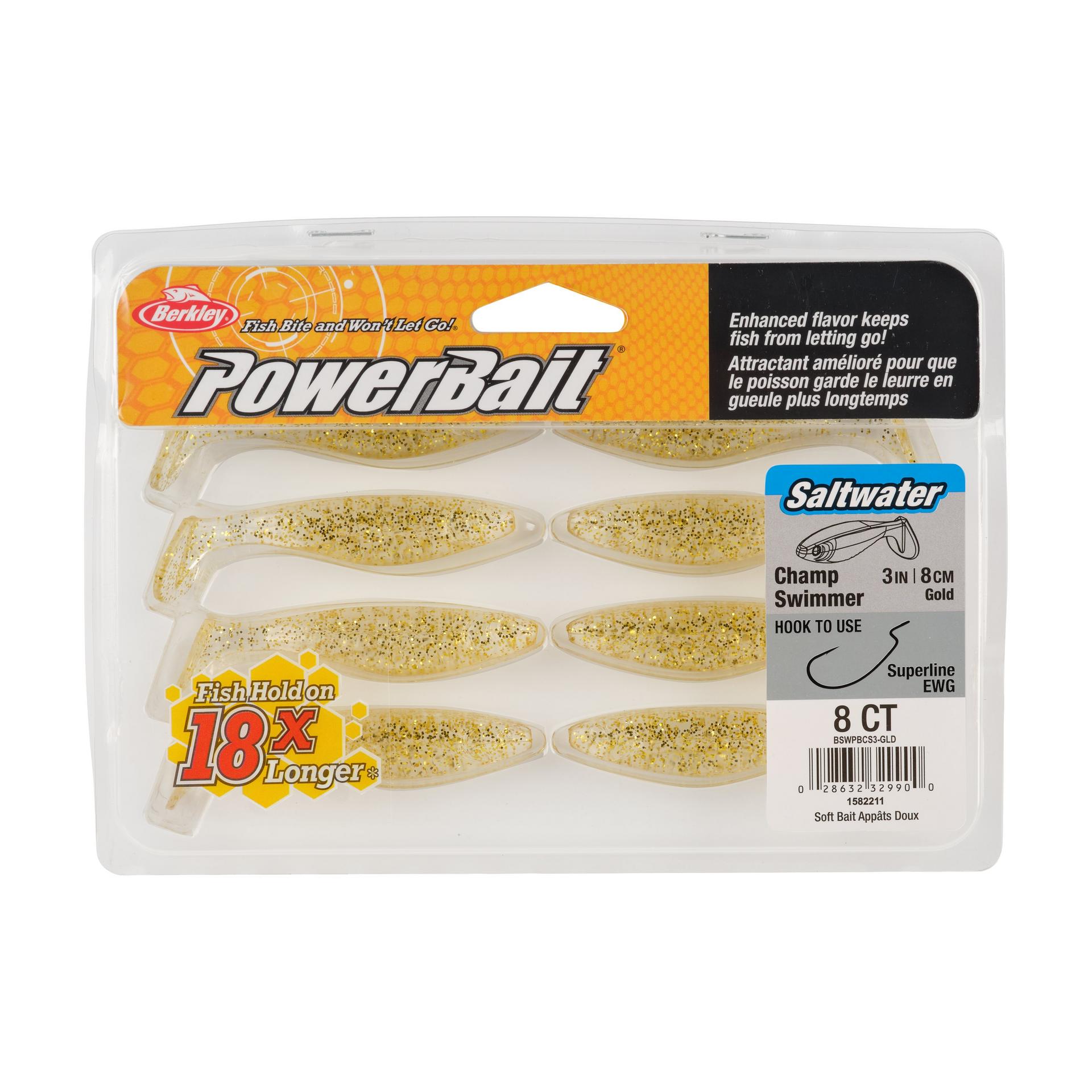 Berkley PowerBaitSaltwaterTheChampSwimmer Gold 3in PKG | Berkley Fishing