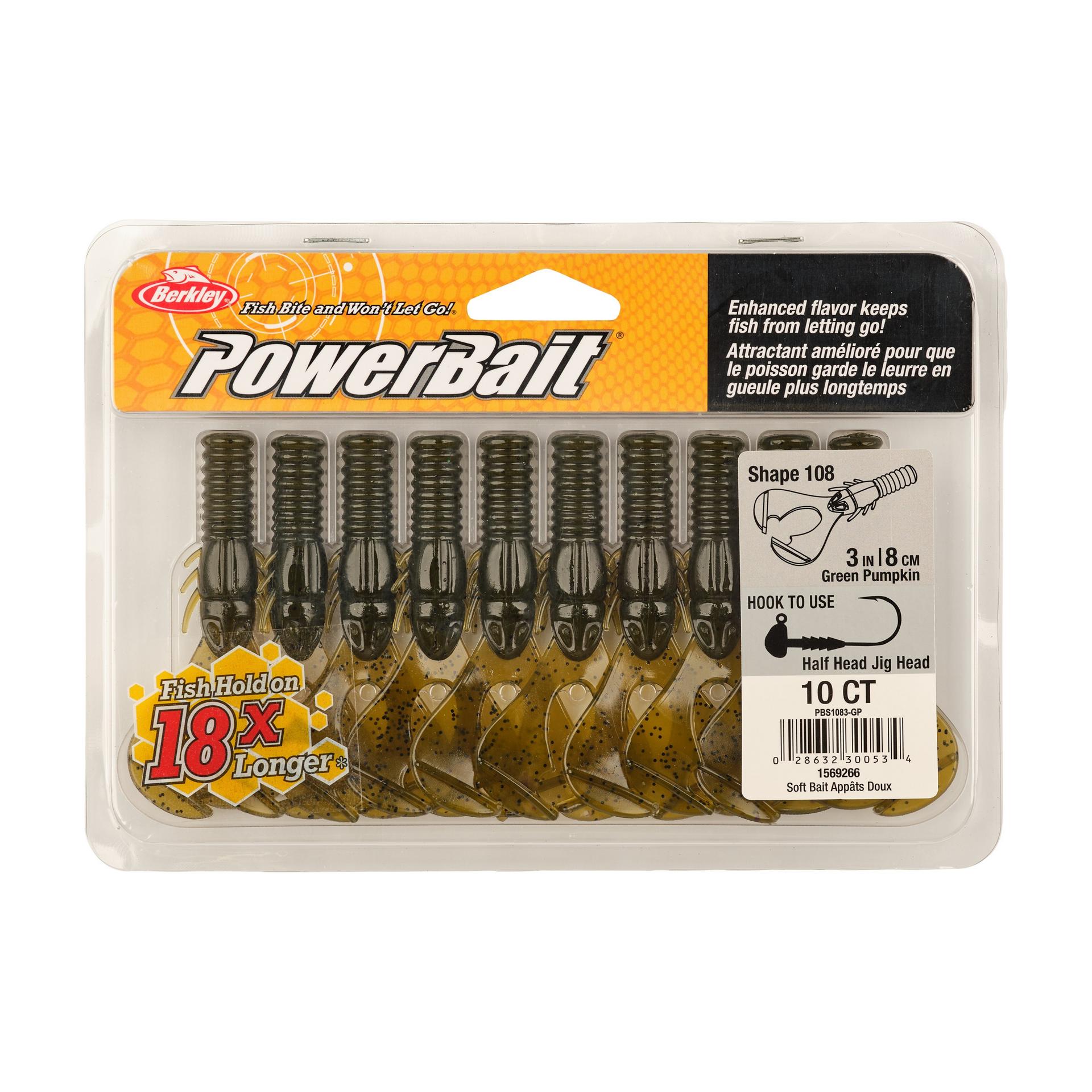 Berkley PowerBaitShape108 3in GreenPumpkin PKG | Berkley Fishing