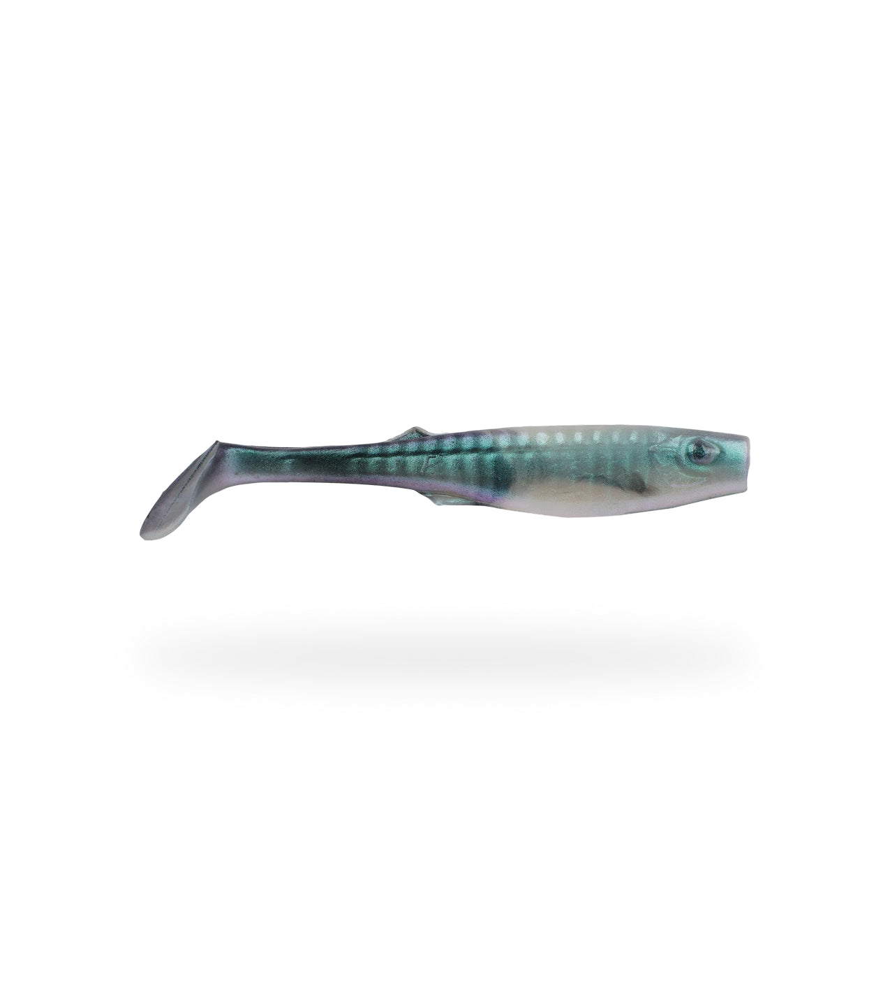 Blue and green fishing lure on a white background