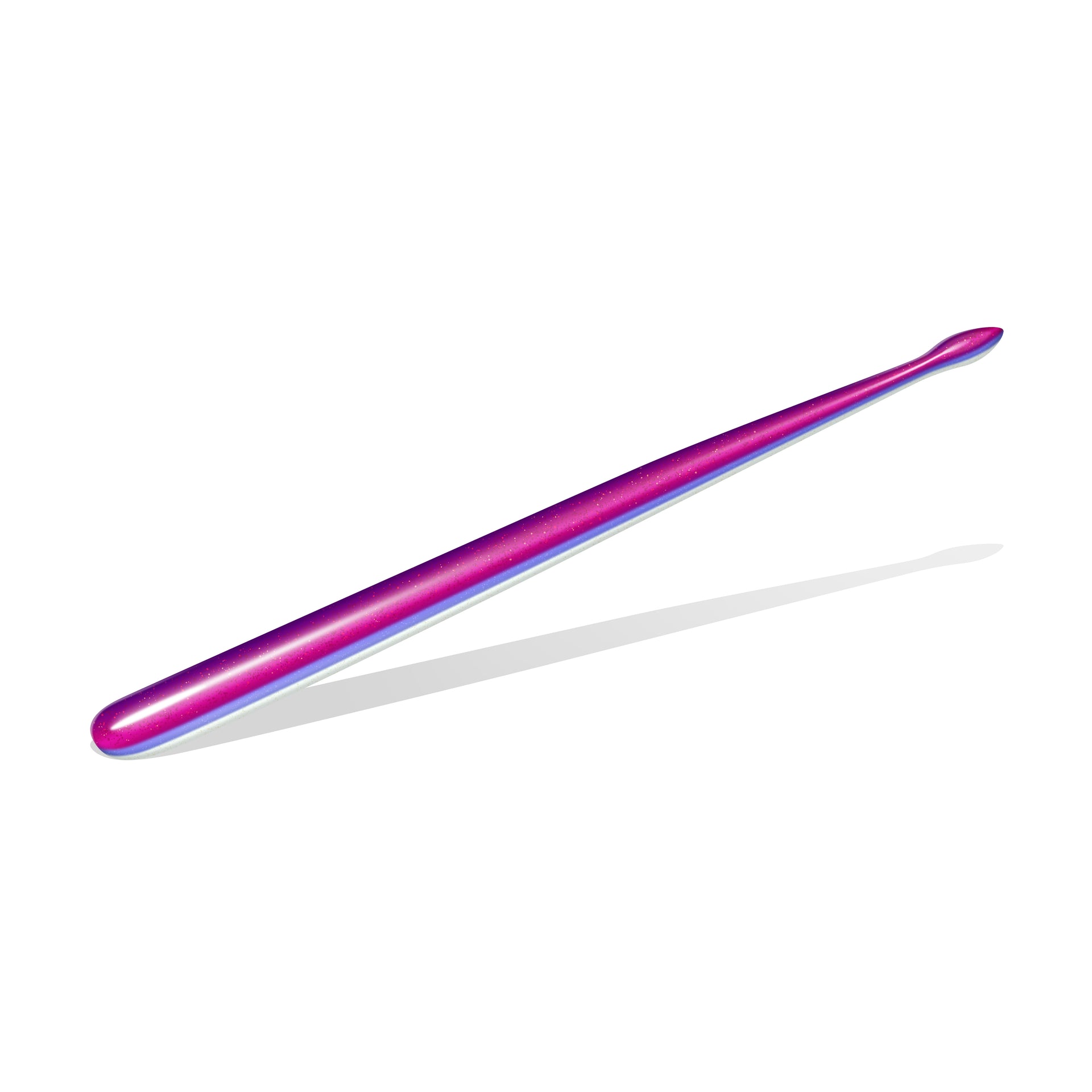 Purple crochet hook on a white background