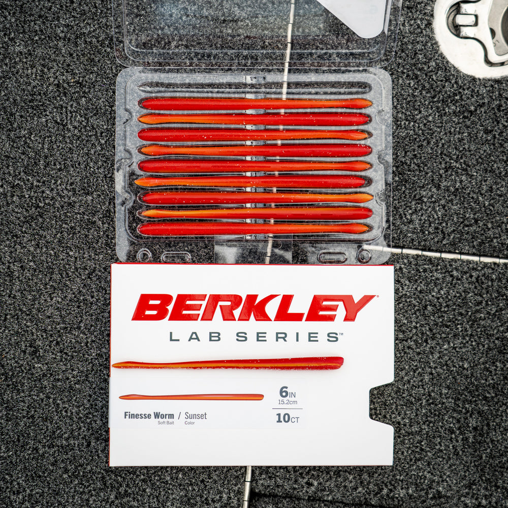 Berkley Lab Series fishing lures in packaging on a dark textured background