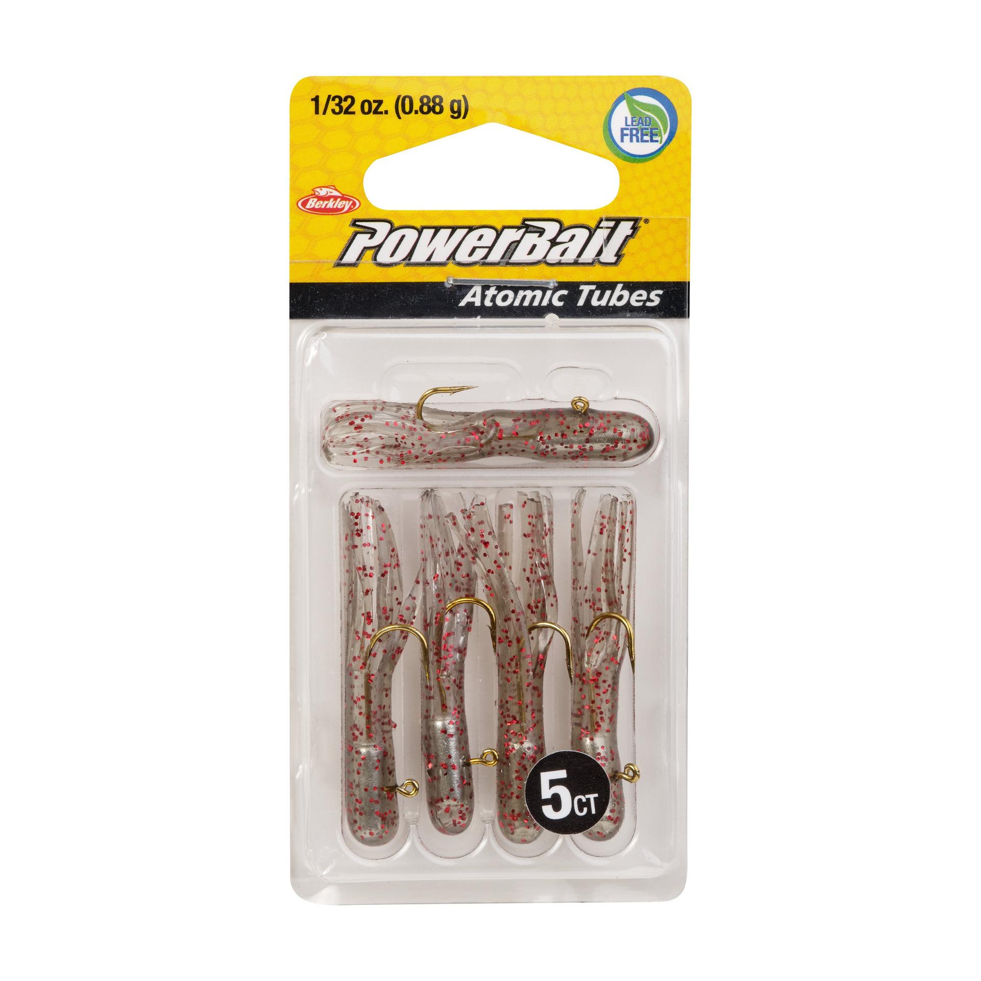 PowerBaitAtomicTubes ClearBrownRedFleck 1 32oz PKG | Berkley Fishing