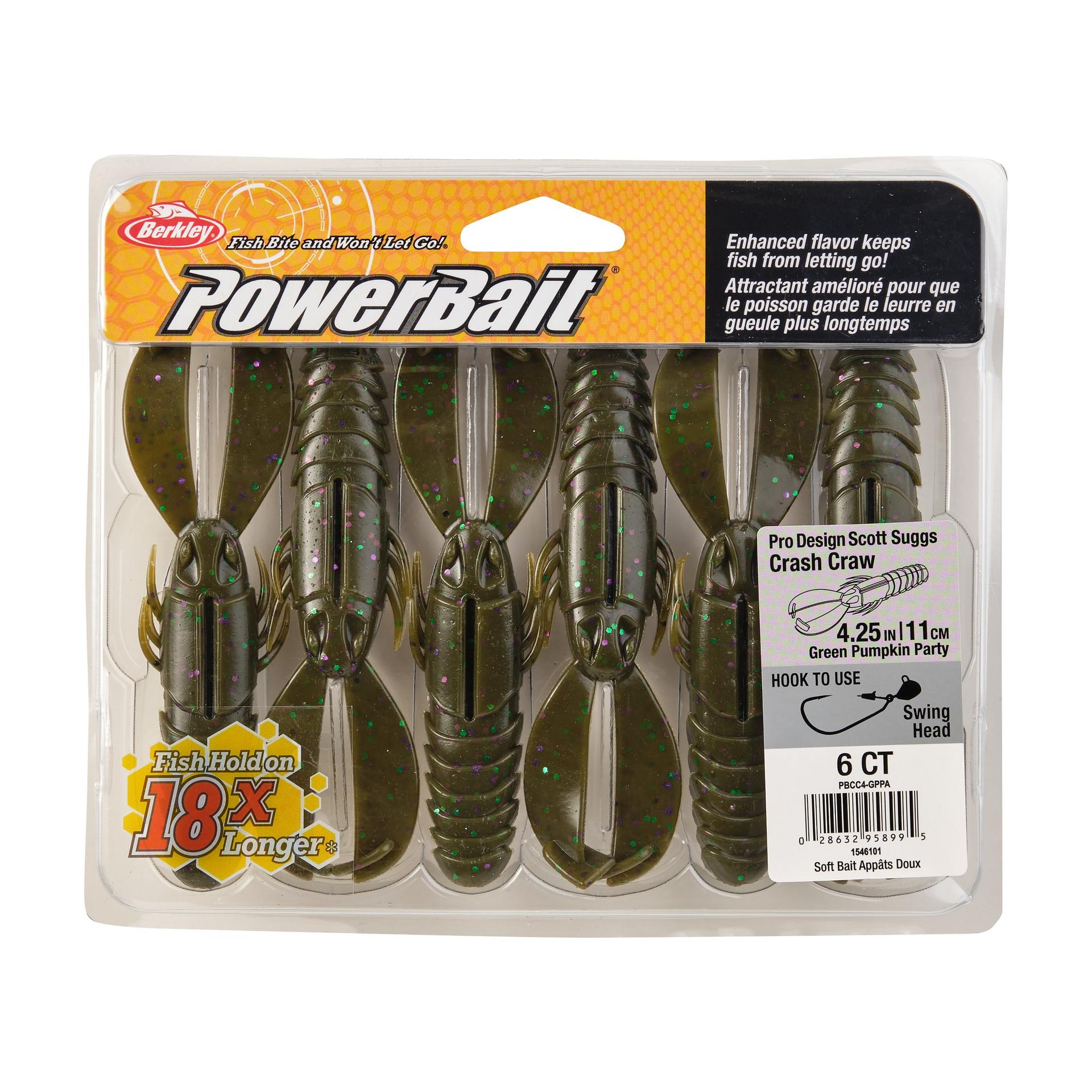 PowerBaitCrashCraw GreenPumpkinParty 4in PKG | Berkley Fishing